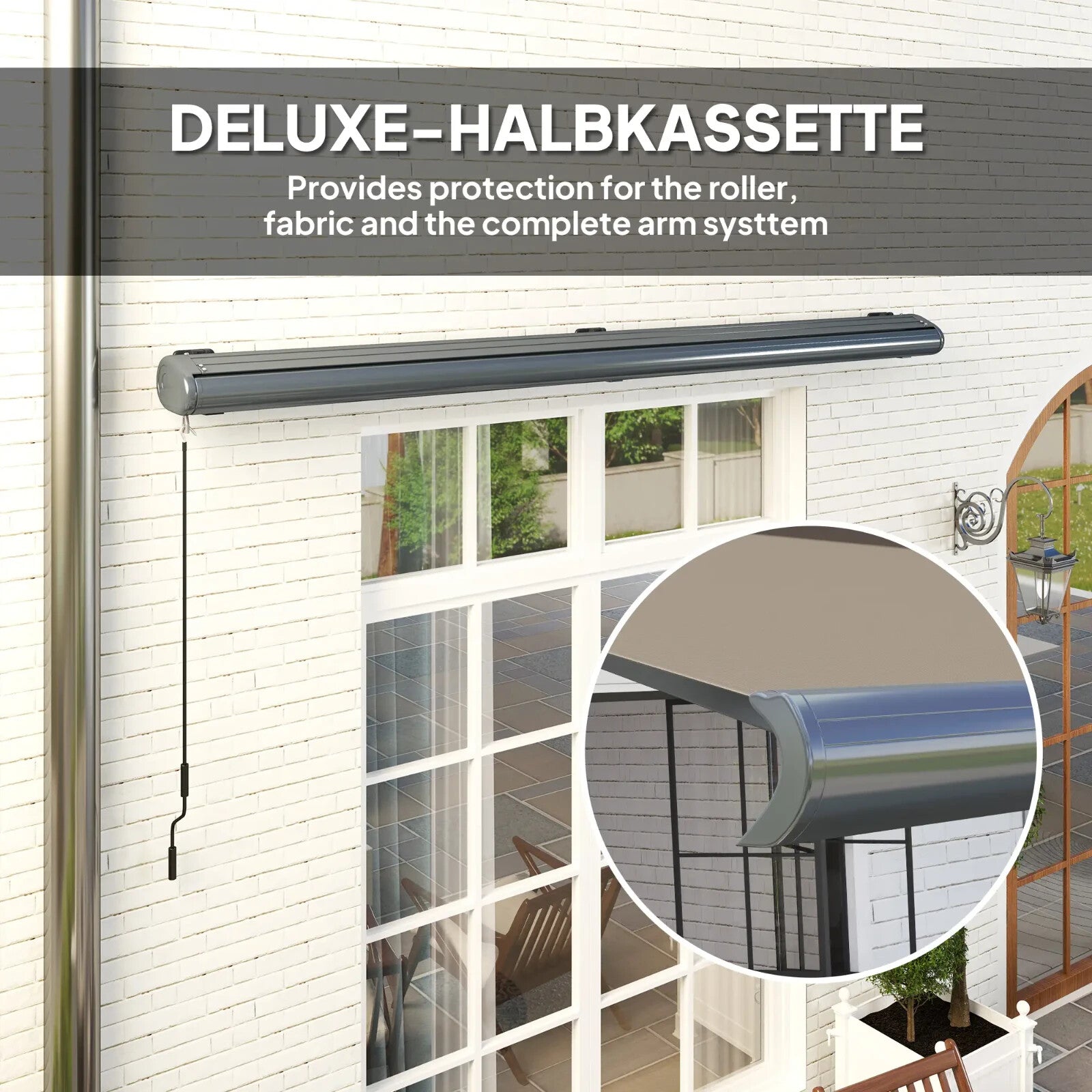 Electric Awning Remote Control Retractable Full Cassette Garden Patio Canopy - Home and Garden Furniture Shop - rustic - furniture