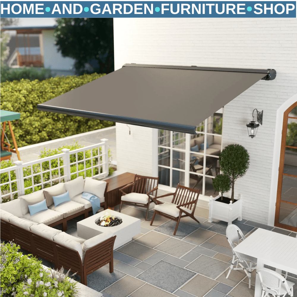 Electric Awning Remote Control Retractable Full Cassette Garden Patio Canopy - Home and Garden Furniture Shop - rustic - furniture
