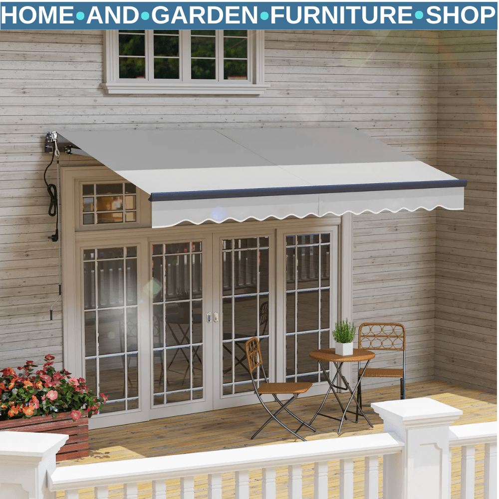 Electric Motorised Retractable Garden Awning 3.5 x 3 m UV Sun Shade Canopy Grey - Home and Garden Furniture Shop - rustic - furniture