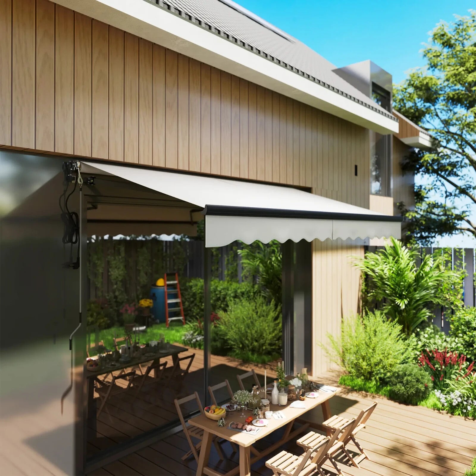 Electric Motorised Retractable Garden Awning 3.5 x 3 m UV Sun Shade Canopy Grey - Home and Garden Furniture Shop - rustic - furniture