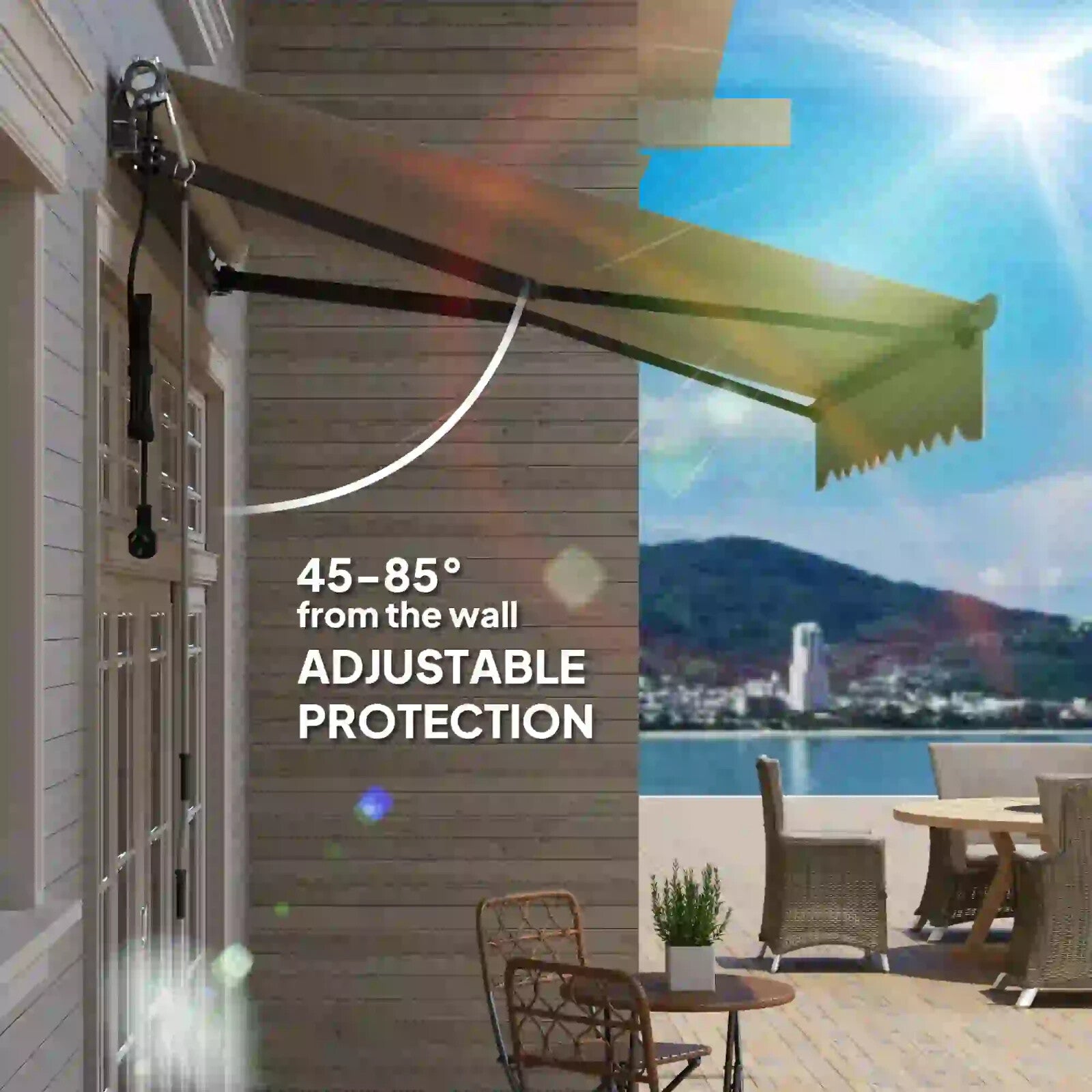 Electric Retractable Awning 2.5 x 2m with Aluminium Frame For Garden Patio Door - Home and Garden Furniture Shop - rustic - furniture