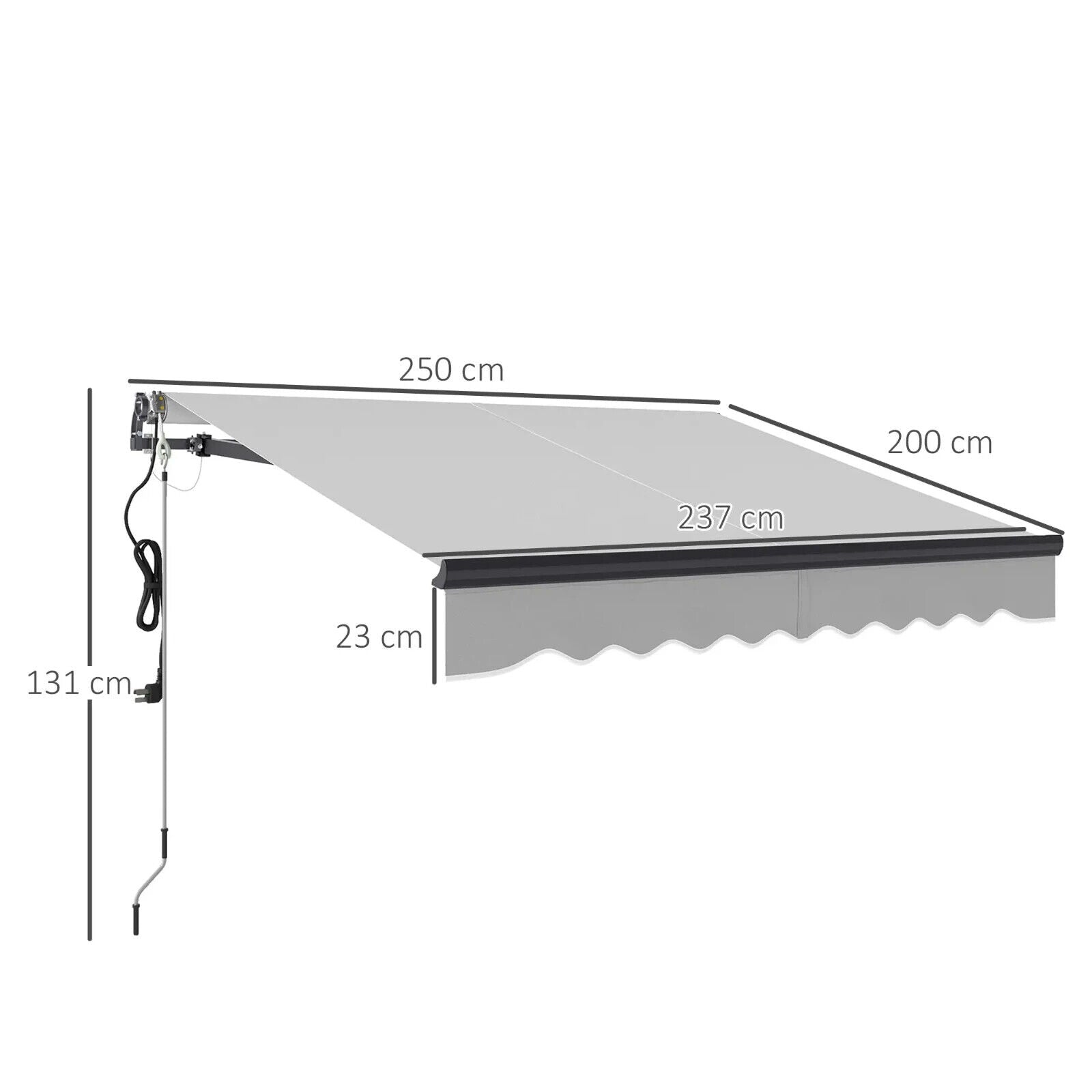 Electric Retractable Awning 2.5 x 2m with Aluminium Frame For Garden Patio Door - Home and Garden Furniture Shop - #rustic - furniture#