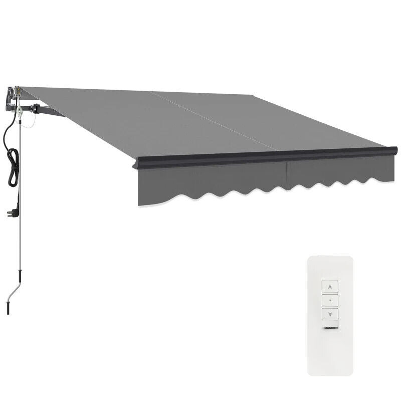 Electric Retractable Awning Aluminium Frame 2.5x2m Grey Canopy Sun Shade Shelter - Home and Garden Furniture Shop - #rustic - furniture#