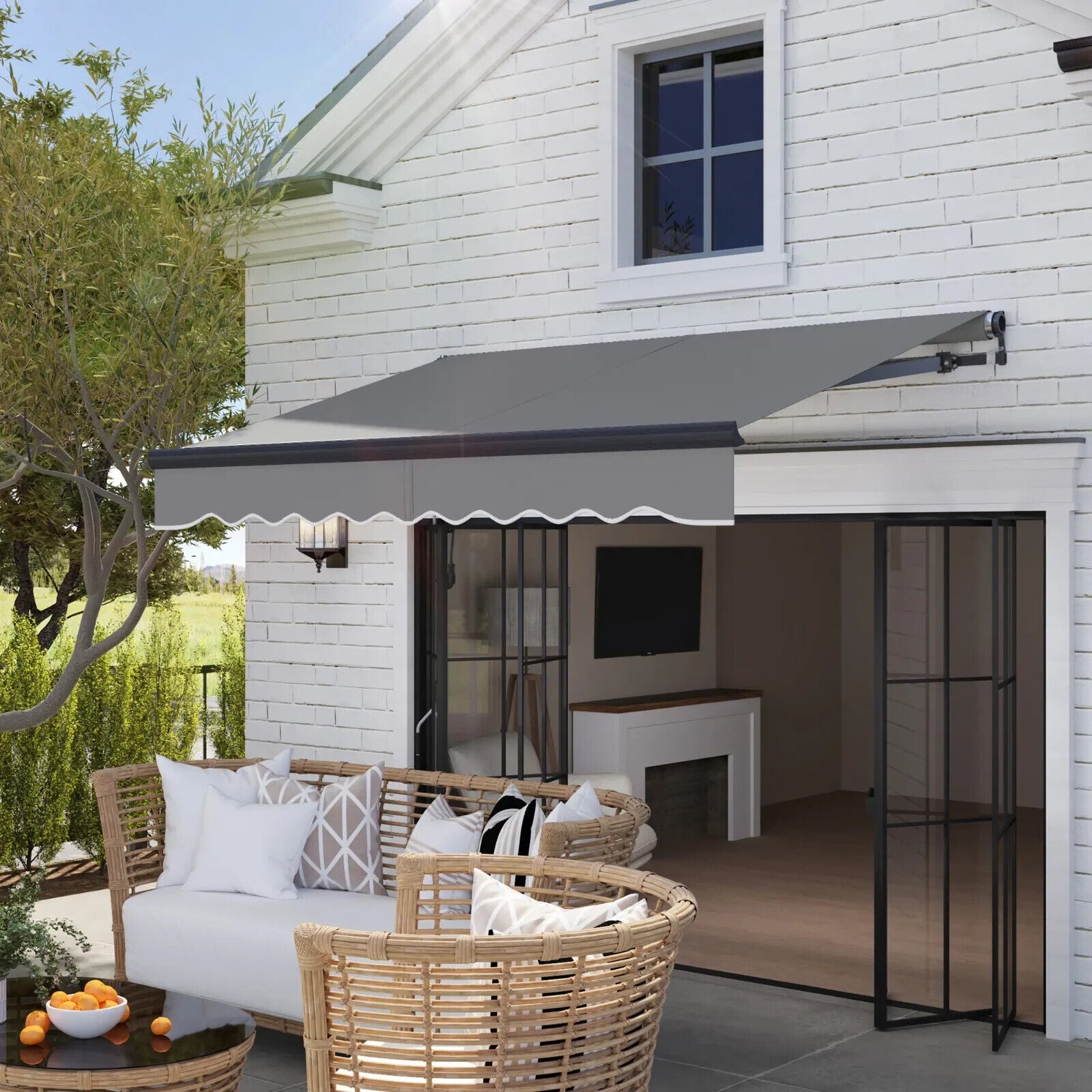 Electric Retractable Awning Aluminium Frame 2.5x2m Grey Canopy Sun Shade Shelter - Home and Garden Furniture Shop - #rustic - furniture#