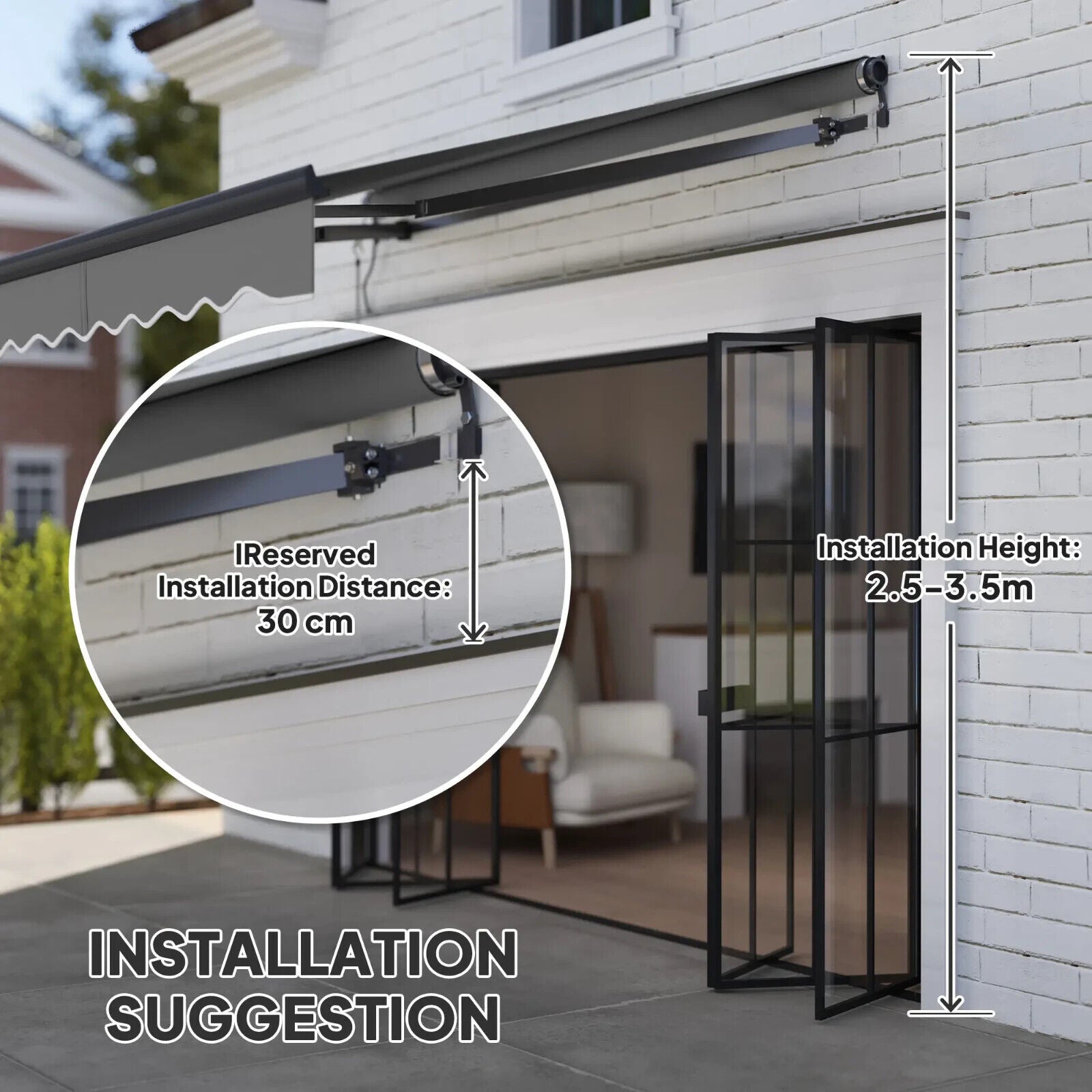 Electric Retractable Awning Aluminium Frame 2.5x2m Grey Canopy Sun Shade Shelter - Home and Garden Furniture Shop - #rustic - furniture#