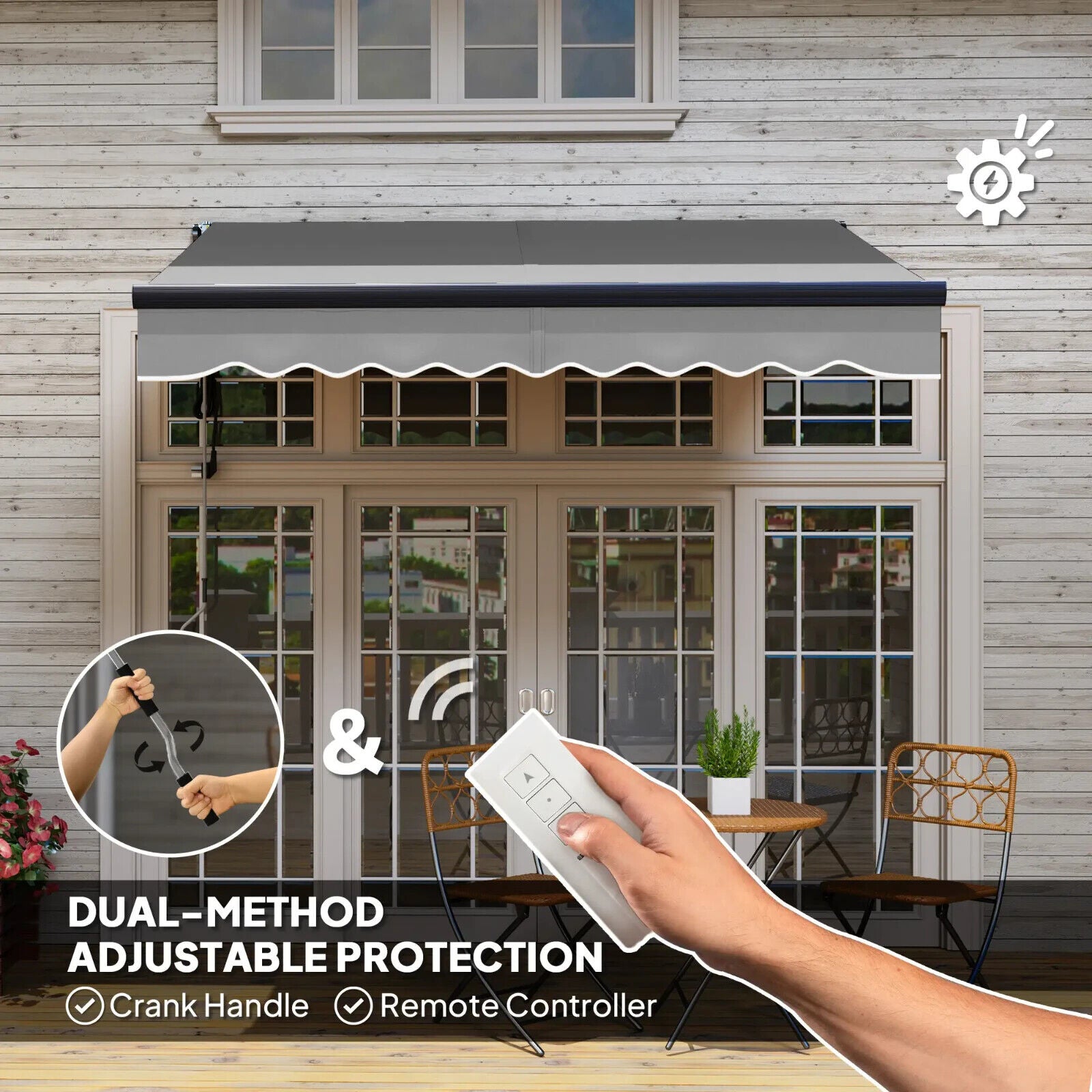 Electric Retractable Awning Aluminium Frame 2.5x2m Grey Canopy Sun Shade Shelter - Home and Garden Furniture Shop - #rustic - furniture#