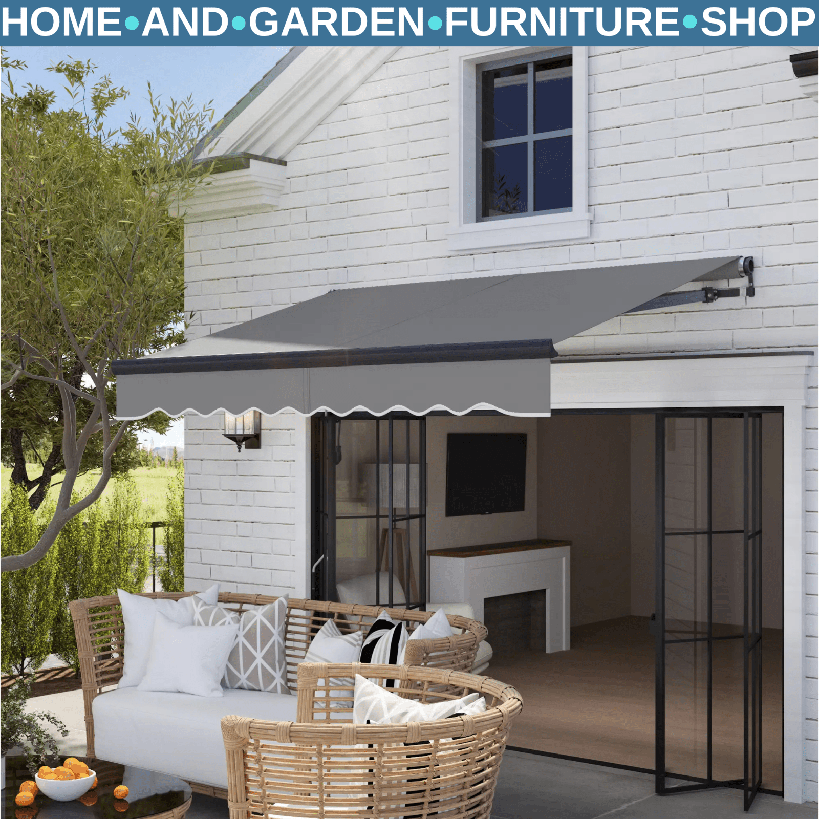 Electric Retractable Awning Aluminium Frame 2.5x2m Grey Canopy Sun Shade Shelter - Home and Garden Furniture Shop - #rustic - furniture#