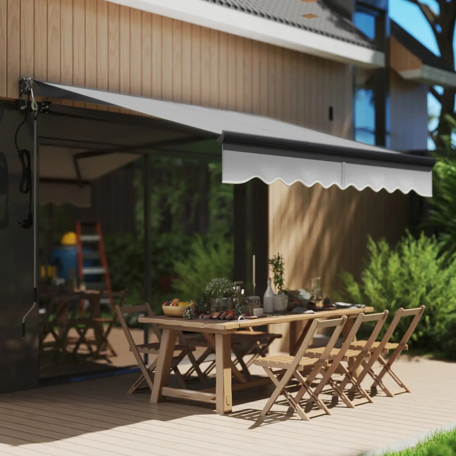 Electric Retractable Awning Aluminium Frame 2.5x2m Grey Canopy Sun Shade Shelter - Home and Garden Furniture Shop - #rustic - furniture#