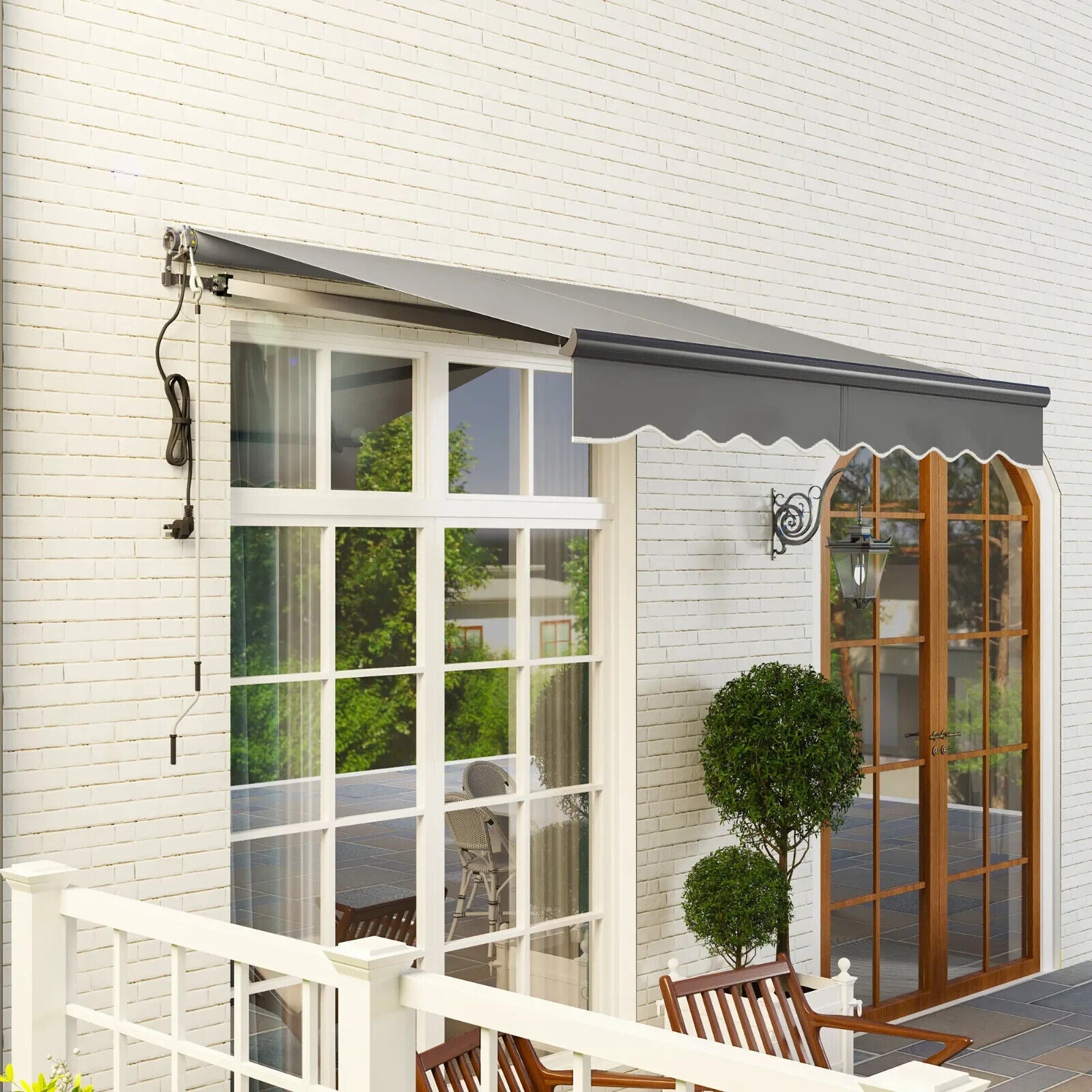 Electric Retractable Awning Aluminium Frame 2.5x2m Grey Canopy Sun Shade Shelter - Home and Garden Furniture Shop - #rustic - furniture#