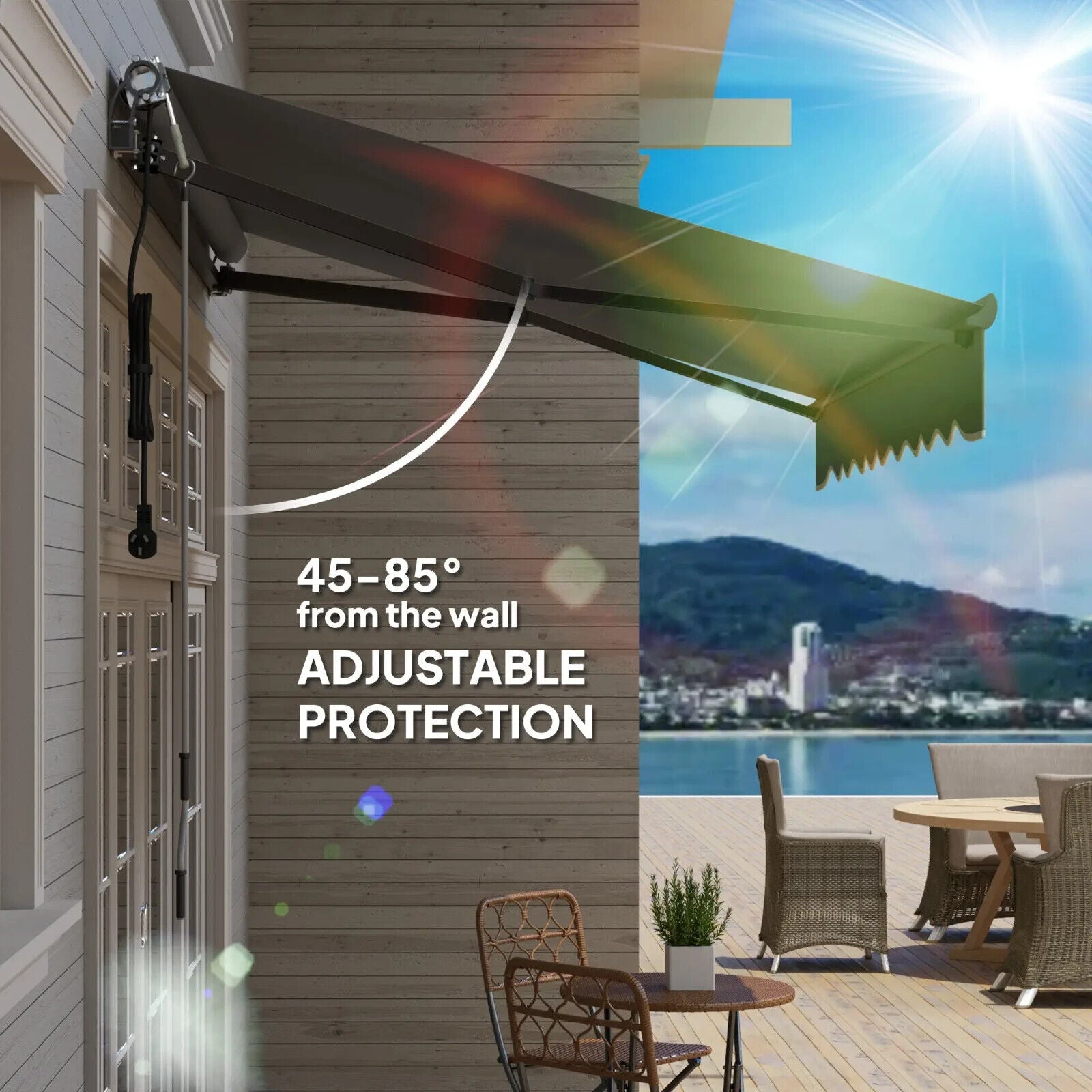 Electric Retractable Awning Aluminium Frame 2.5x2m Grey Canopy Sun Shade Shelter - Home and Garden Furniture Shop - #rustic - furniture#