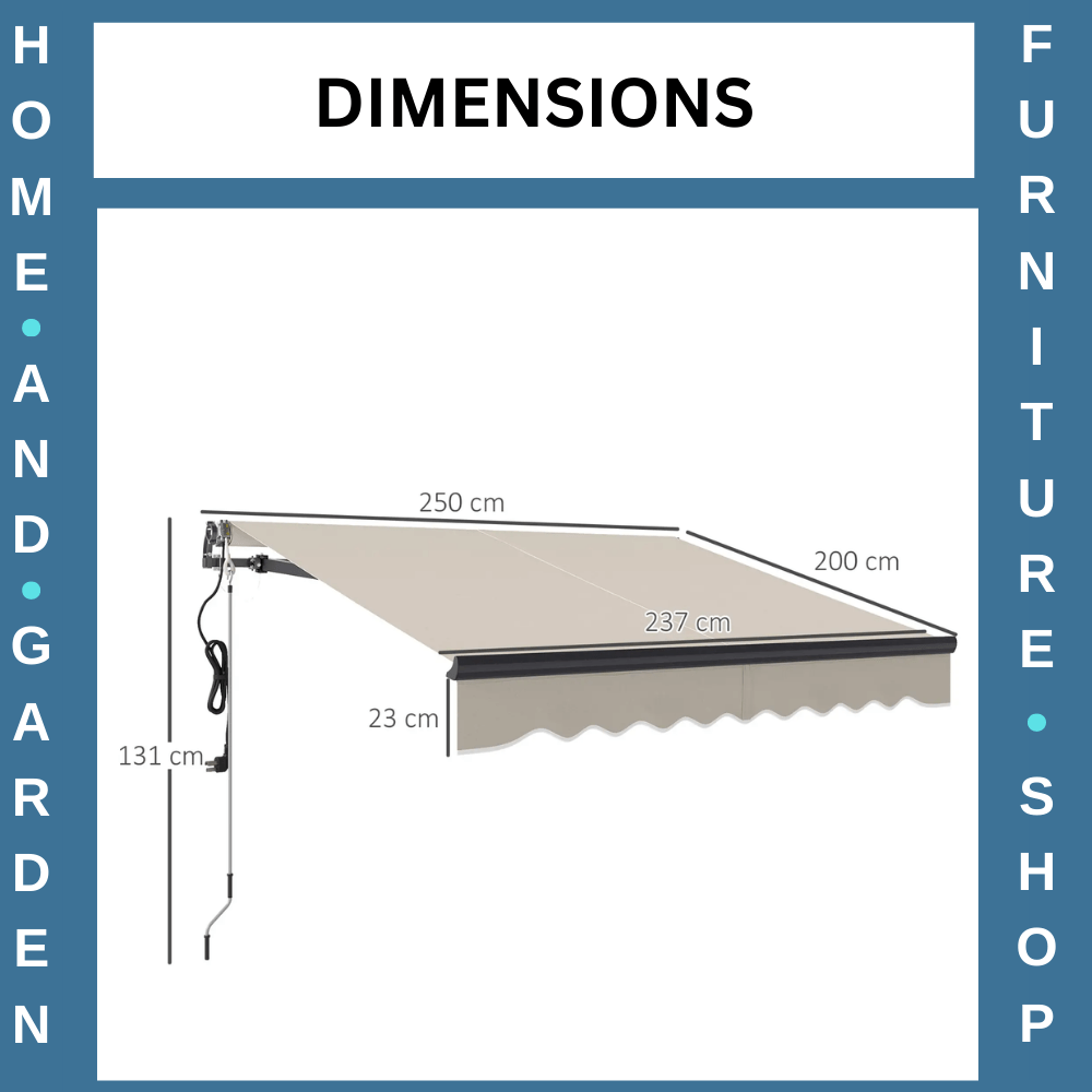 Electric Retractable Garden Awning 2.5x2 m UV Sun Shade Patio Canopy with Remote - Home and Garden Furniture Shop - rustic - furniture