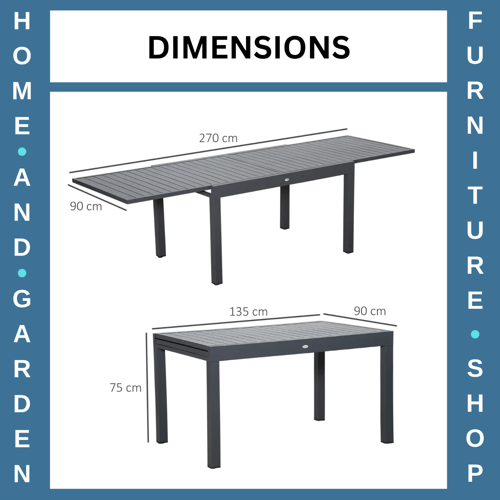 Extendable Garden Table 10 Seater Outdoor Dining Table Aluminium Frame for Patio - Home and Garden Furniture Shop - rustic - furniture