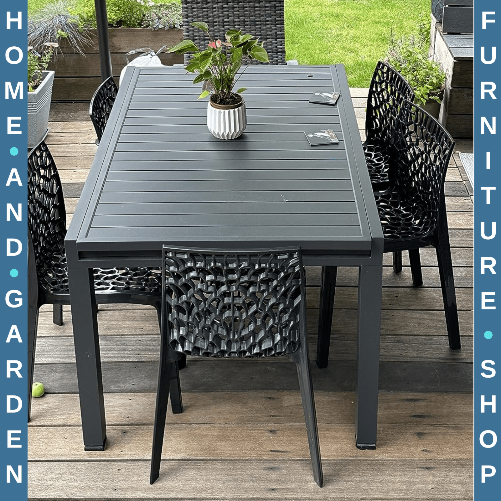 Extendable Garden Table 10 Seater Outdoor Dining Table Aluminium Frame for Patio - Home and Garden Furniture Shop - rustic - furniture
