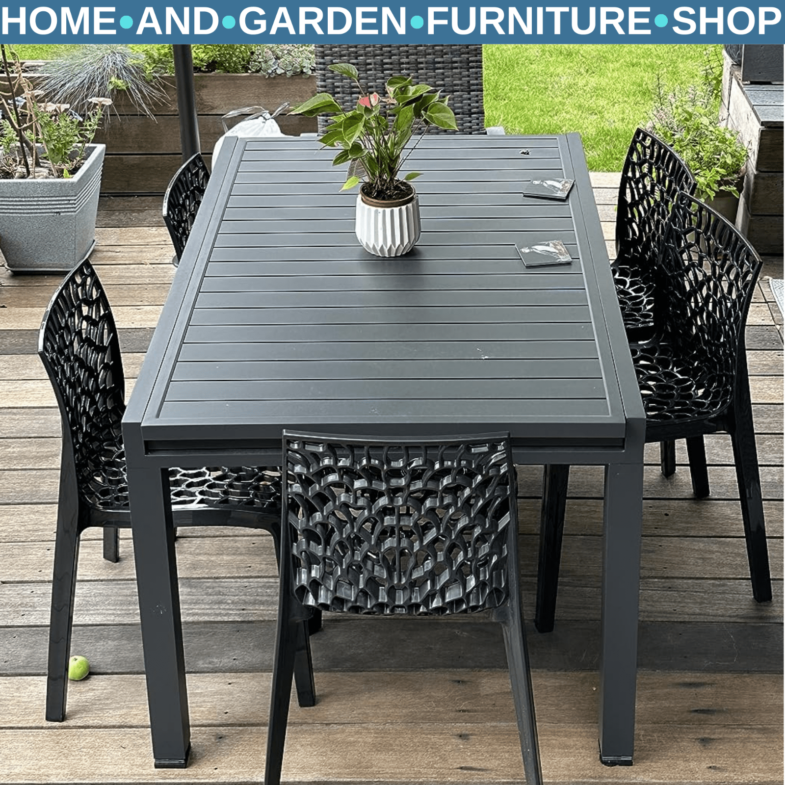 Extendable Garden Table 10 Seater Outdoor Dining Table Aluminium Frame for Patio - Home and Garden Furniture Shop - rustic - furniture