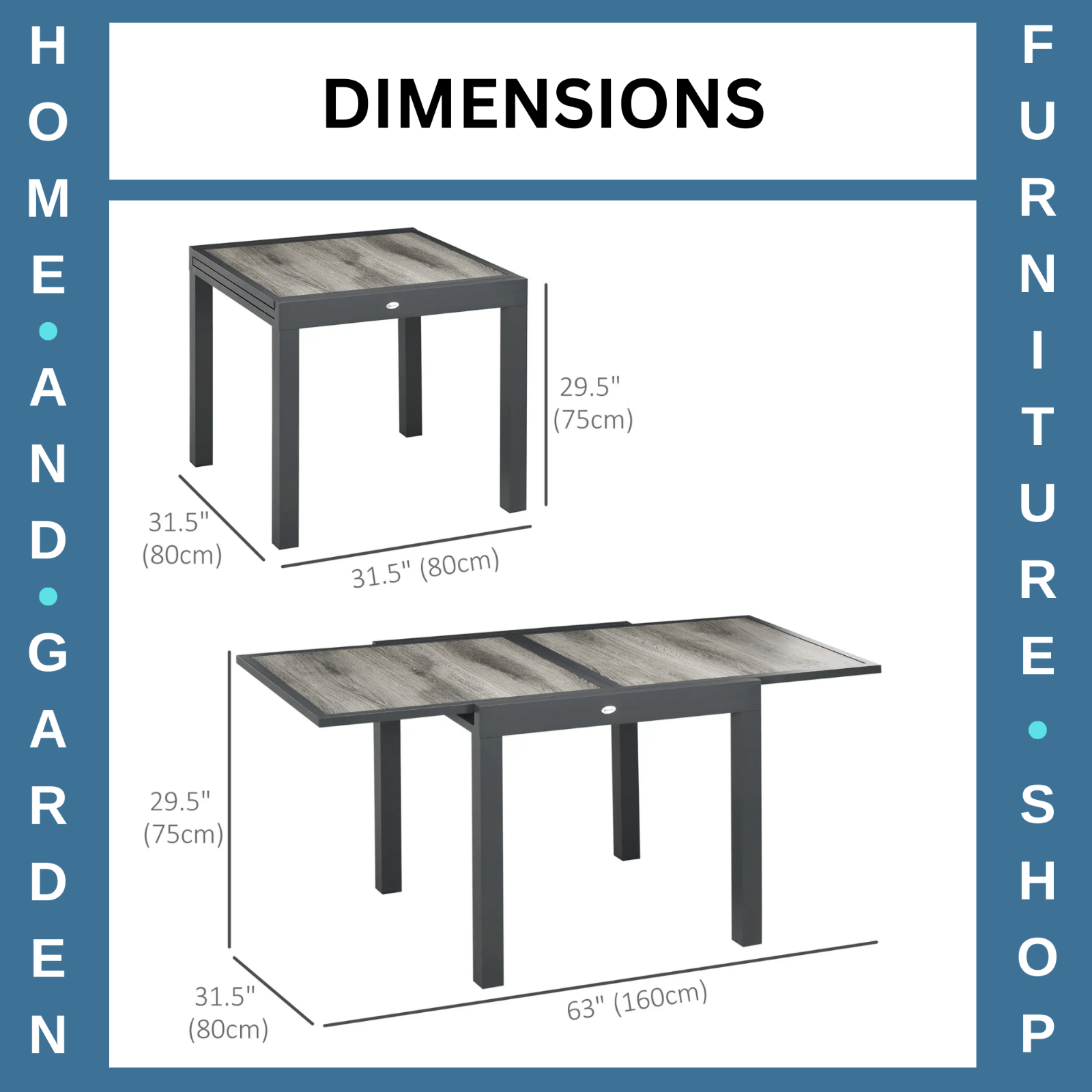 Extending Garden Dining Table for 6 with Aluminium Frame & Plastic Wood Tabletop - Home and Garden Furniture Shop - rustic - furniture