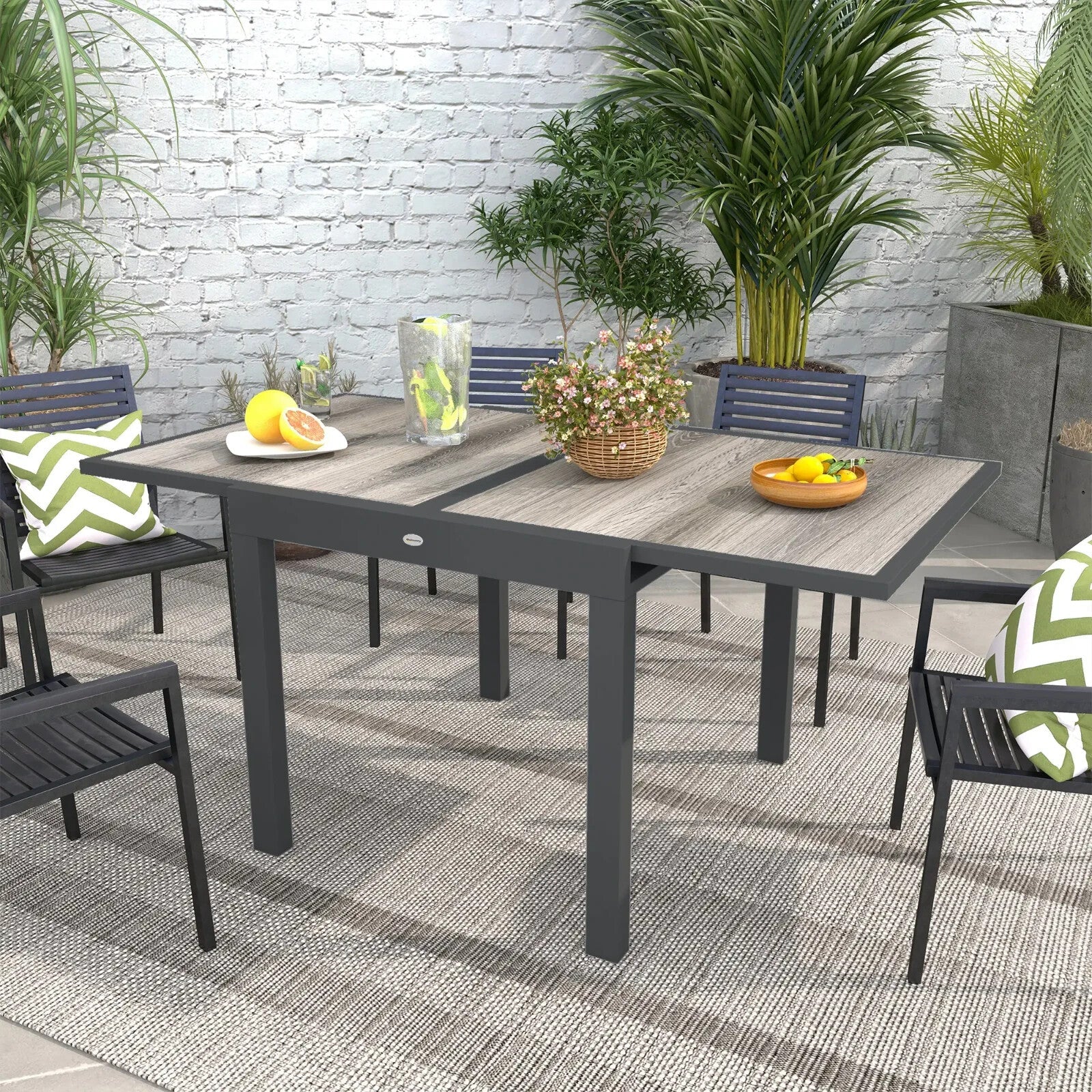 Extending Garden Dining Table for 6 with Aluminium Frame & Plastic Wood Tabletop - Home and Garden Furniture Shop - rustic - furniture