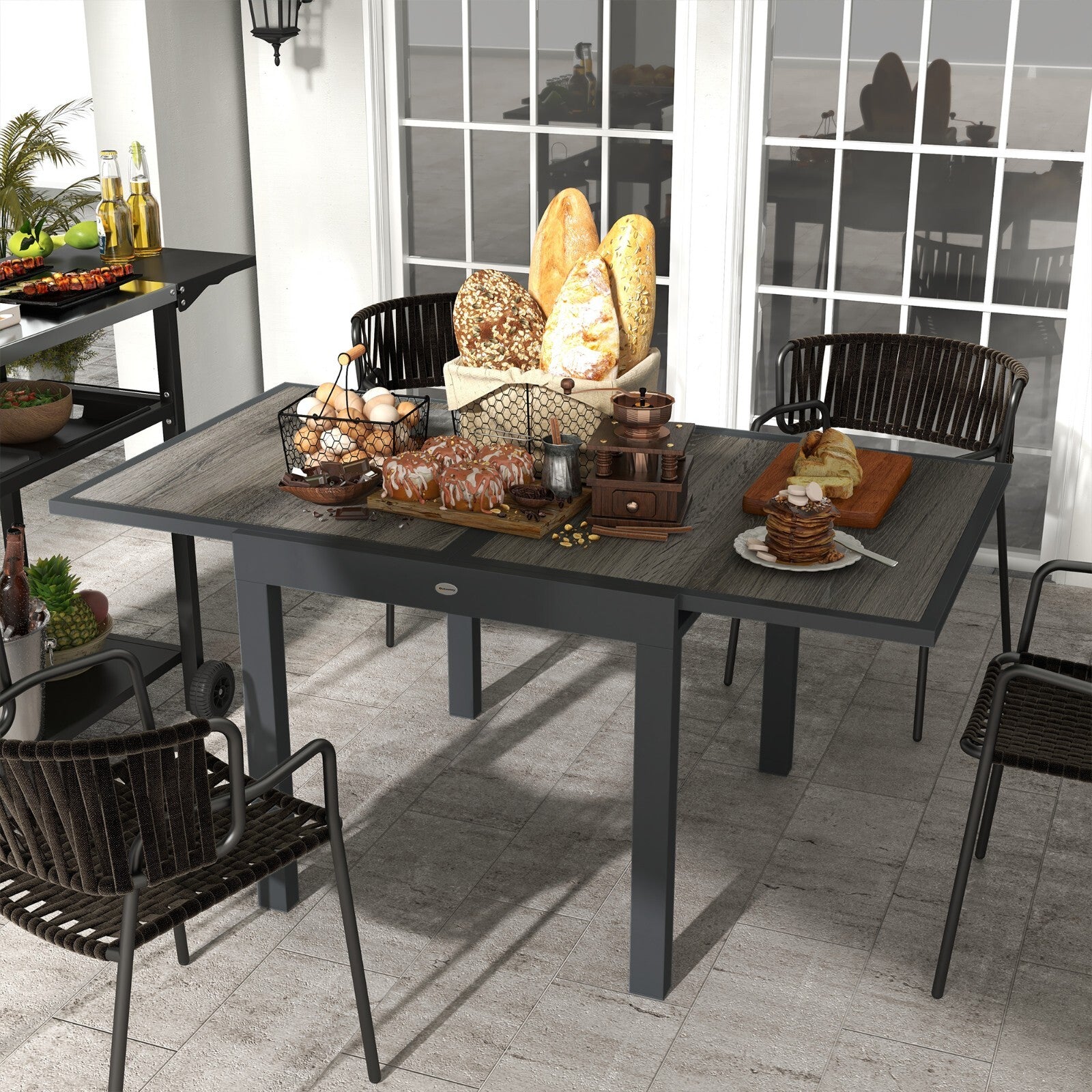 Extending Garden Dining Table for 6 with Aluminium Frame & Plastic Wood Tabletop - Home and Garden Furniture Shop - rustic - furniture