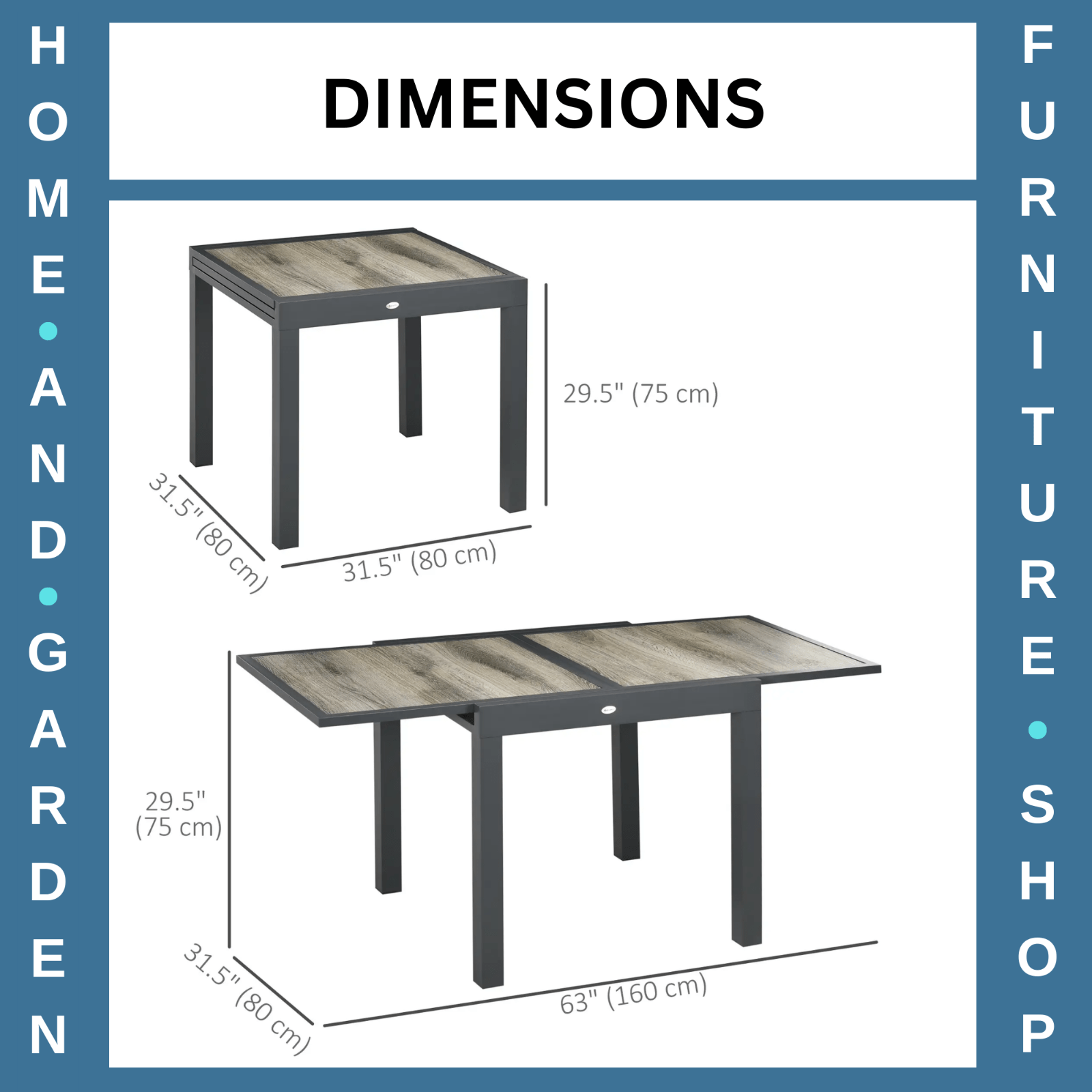 Extending Garden Dining Table Outdoor 6 Seater Patio Table Aluminium Frame Grey - Home and Garden Furniture Shop - rustic - furniture