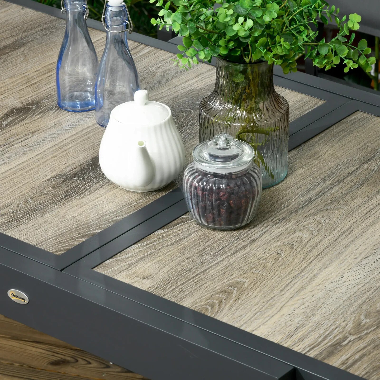 Extending Garden Dining Table Outdoor 6 Seater Patio Table Aluminium Frame Grey - Home and Garden Furniture Shop - rustic - furniture