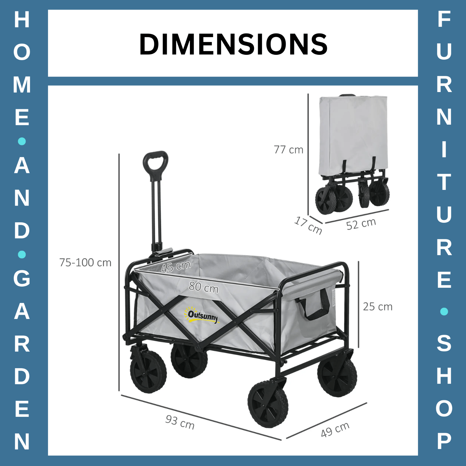Festival Trolley Cart Cargo Wagon Foldable with Four Universal Wheels Dark Grey - Home and Garden Furniture Shop - rustic - furniture