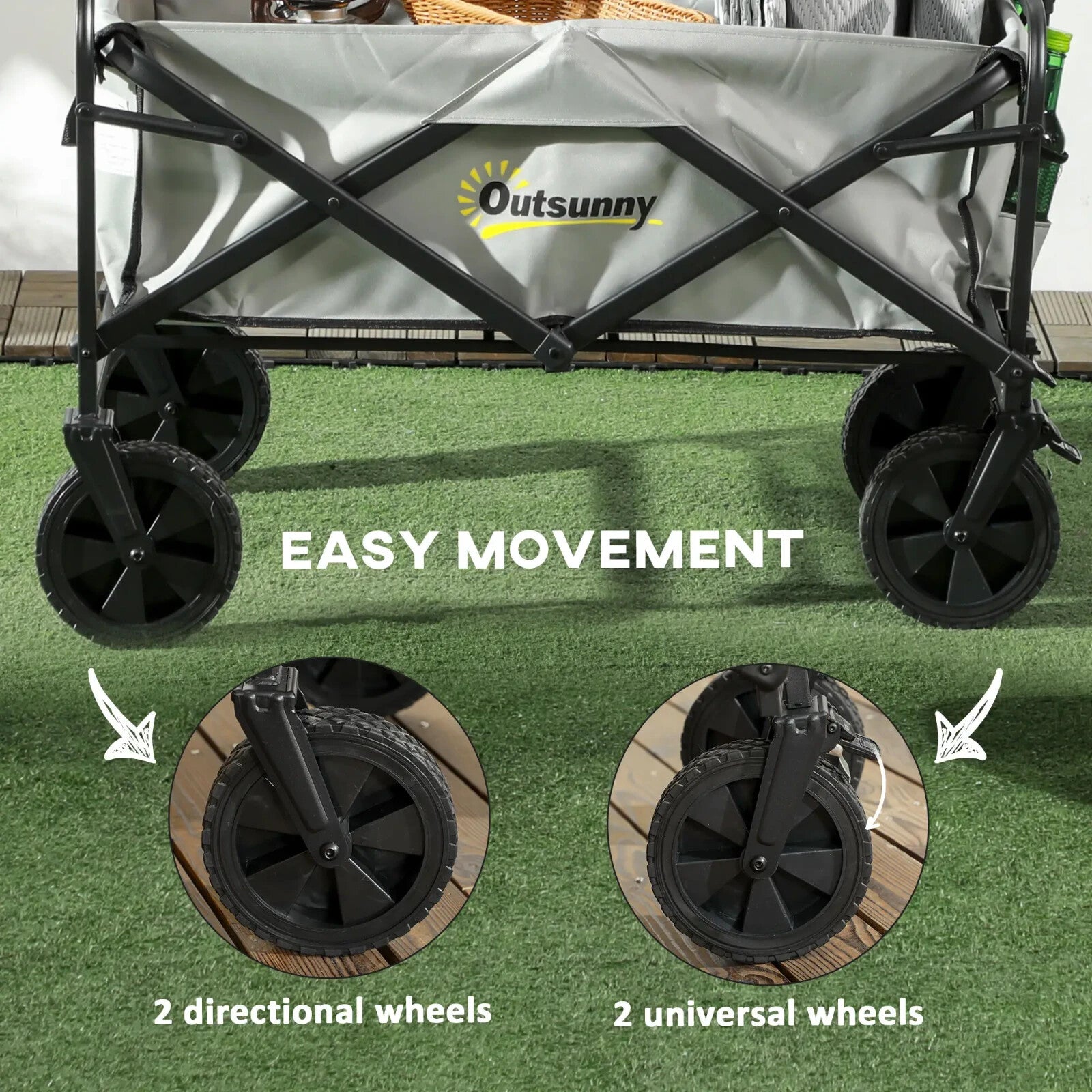 Festival Trolley Cart Cargo Wagon Foldable with Four Universal Wheels Dark Grey - Home and Garden Furniture Shop - rustic - furniture