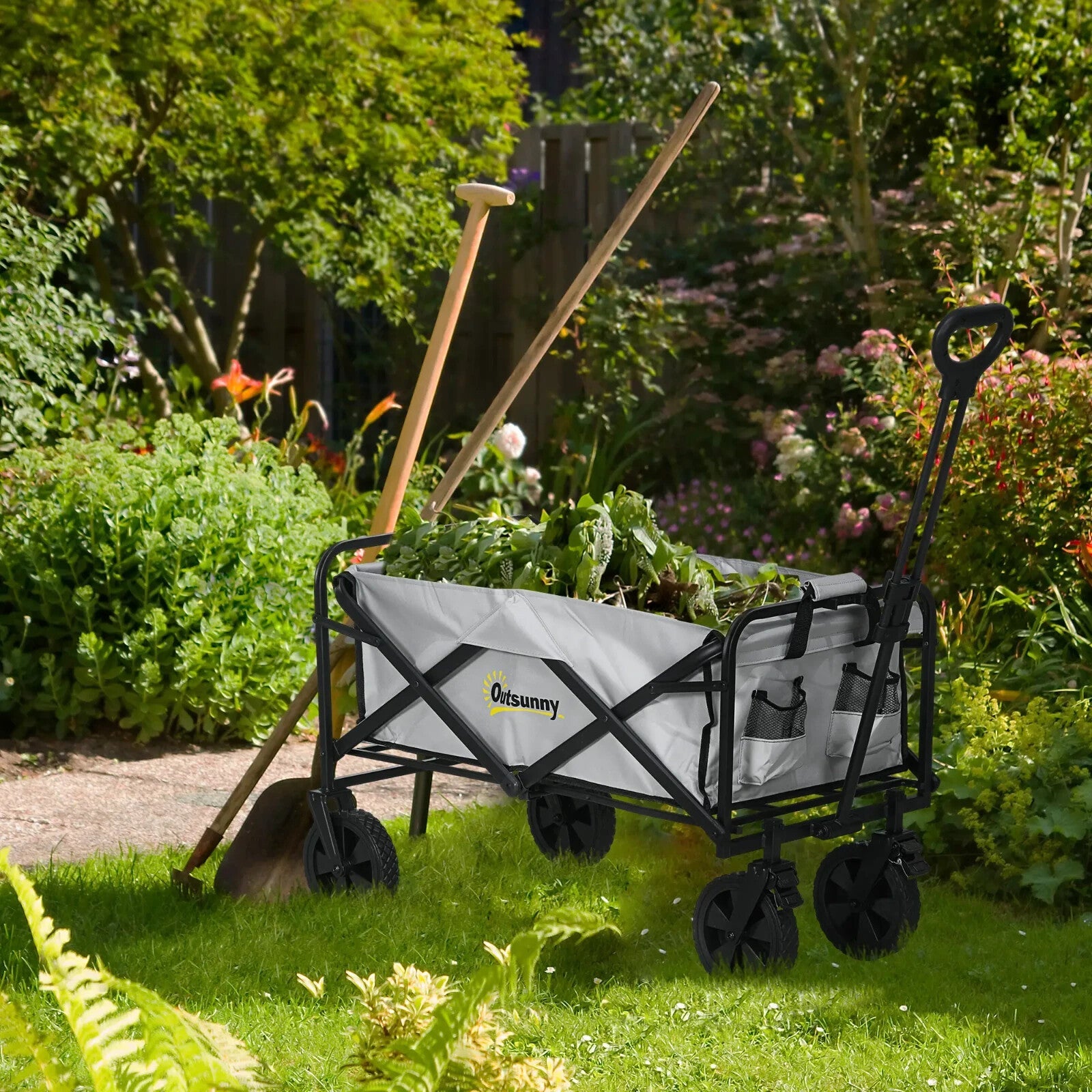 Festival Trolley Cart Cargo Wagon Foldable with Four Universal Wheels Dark Grey - Home and Garden Furniture Shop - rustic - furniture