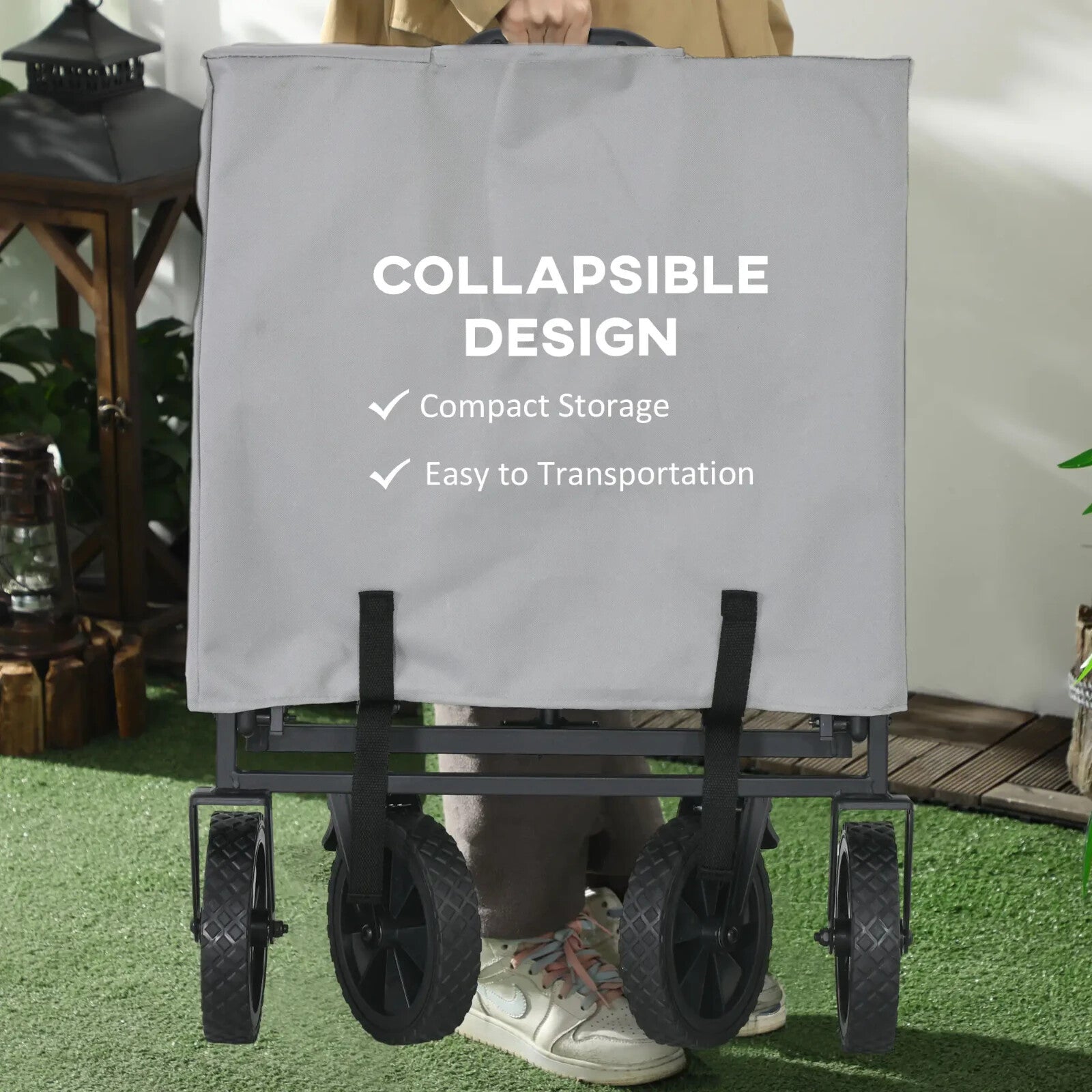 Festival Trolley Cart Cargo Wagon Foldable with Four Universal Wheels Dark Grey - Home and Garden Furniture Shop - rustic - furniture