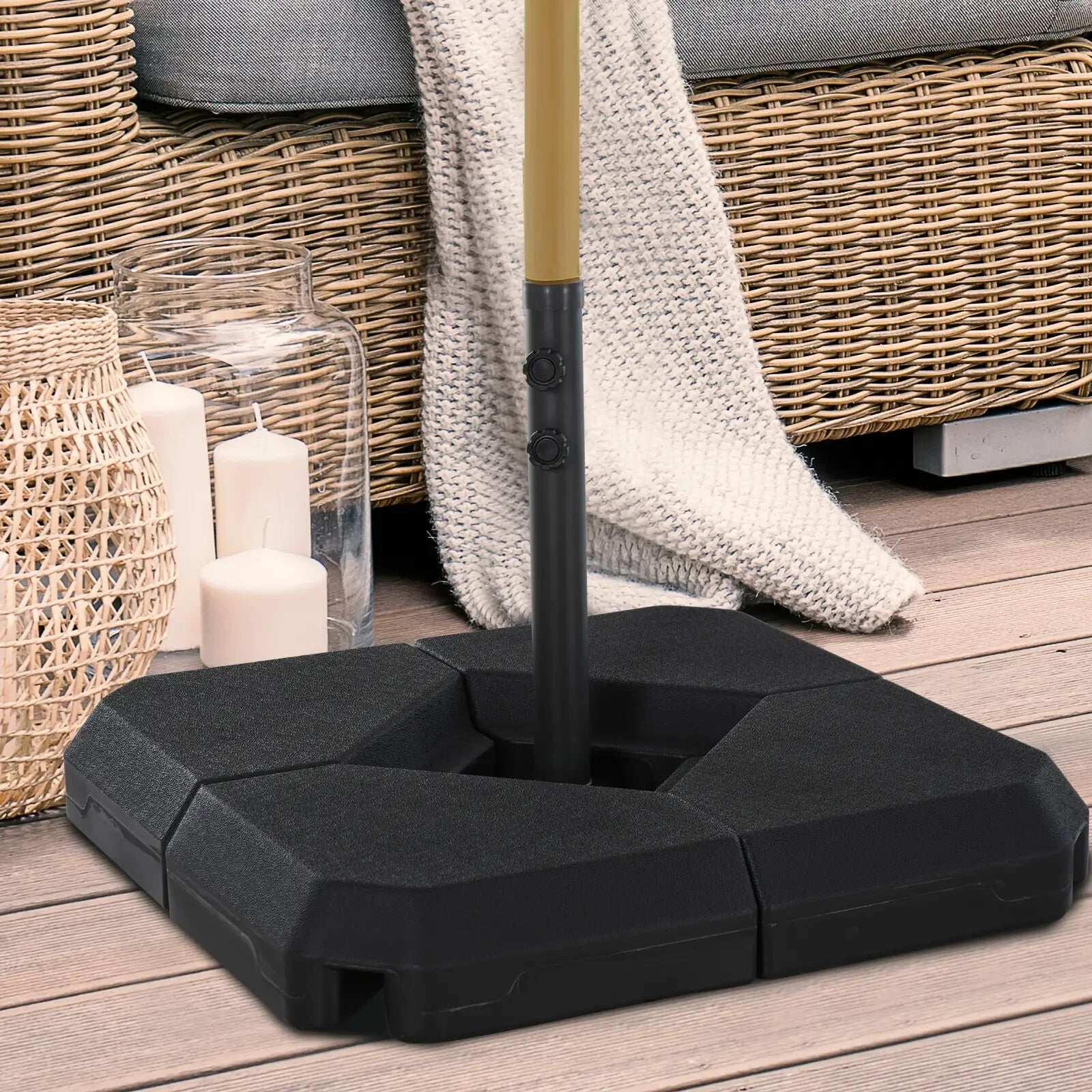 Fillable Parasol Base Weights Outdoor Heavy Duty Garden Umbrella Stand Black - Home and Garden Furniture Shop - rustic - furniture