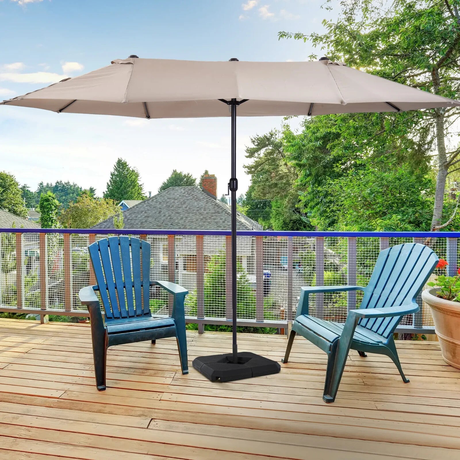 Fillable Parasol Base Weights Outdoor Heavy Duty Garden Umbrella Stand Black - Home and Garden Furniture Shop - rustic - furniture