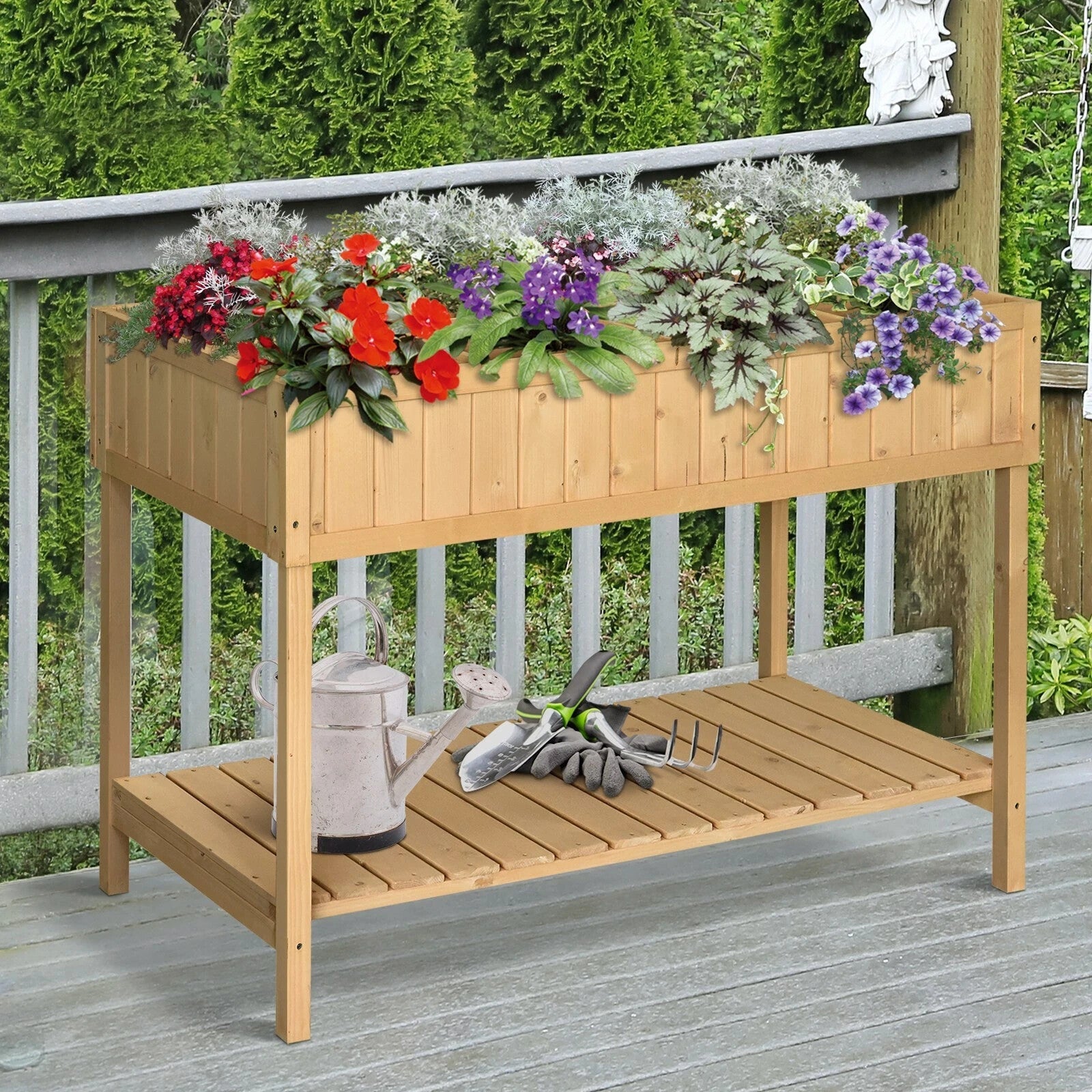 Fir Wood Raised Rectangular 8 Compartment Garden Planter Box or Plant Stand - Home and Garden Furniture Shop - rustic - furniture