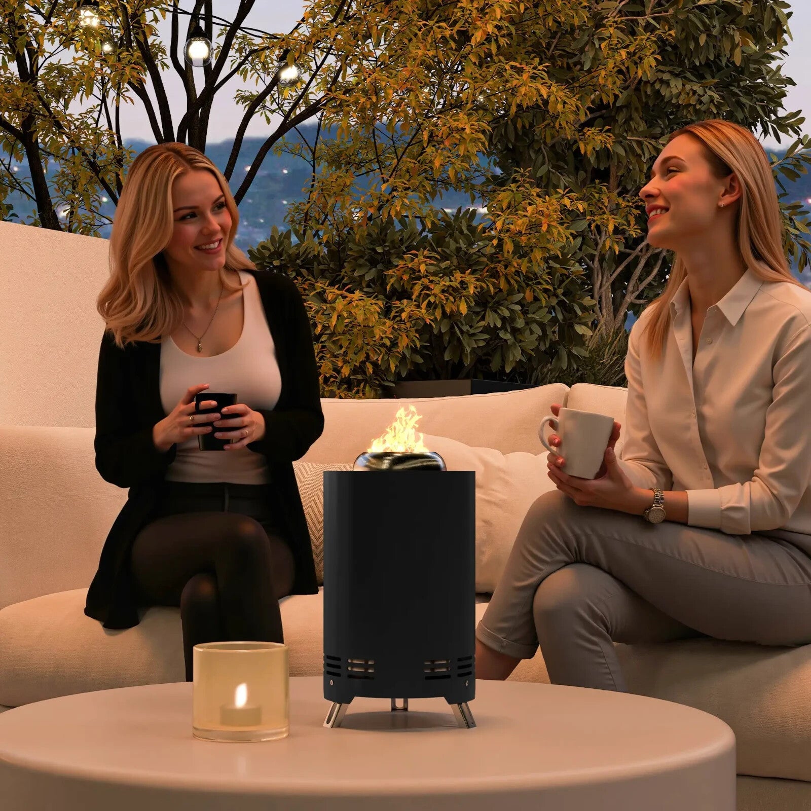 Fire Pit Portable Smokeless Powder Coated Stainless Steel With Poker Black - Home and Garden Furniture Shop - rustic - furniture