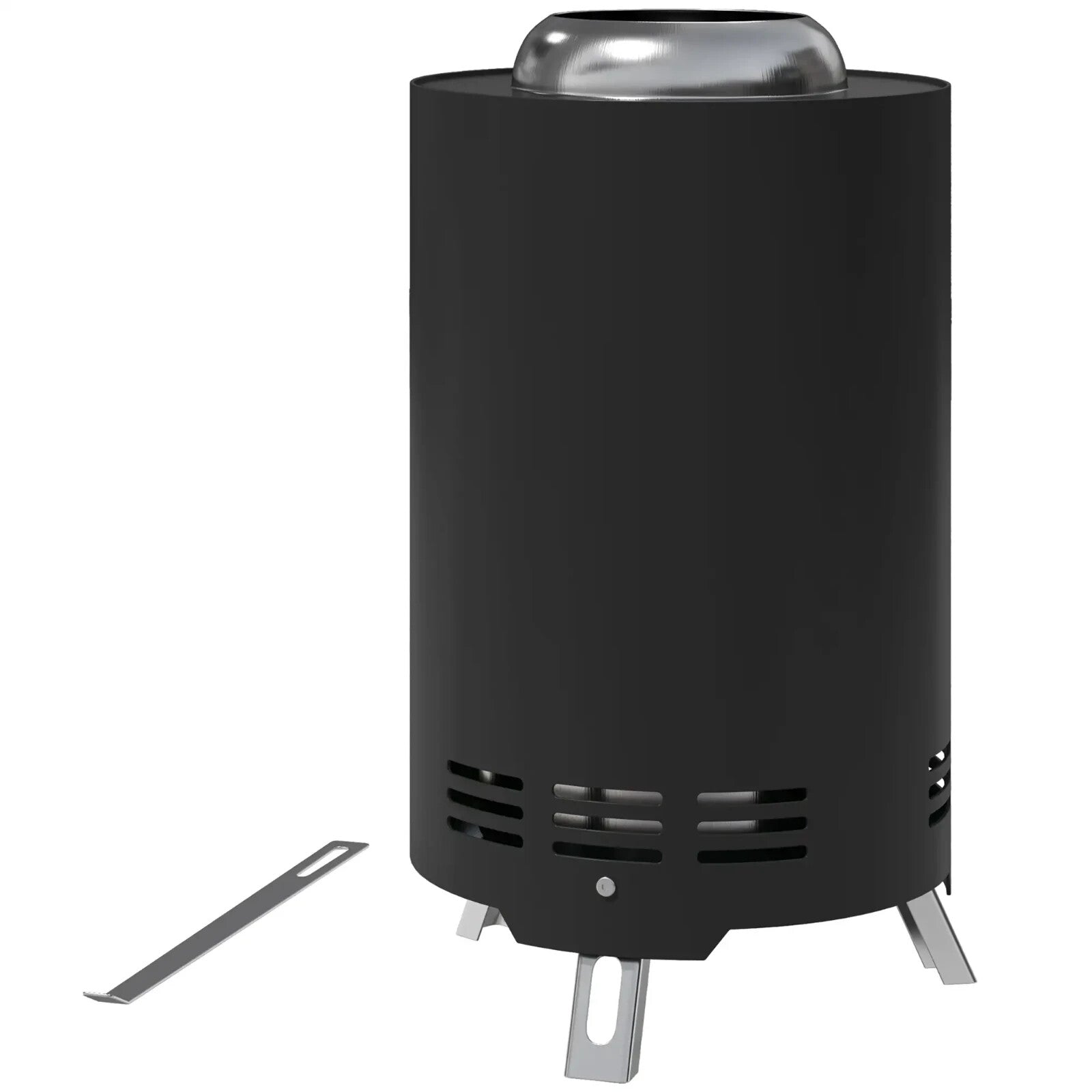 Fire Pit Portable Smokeless Powder Coated Stainless Steel With Poker Black - Home and Garden Furniture Shop - rustic - furniture