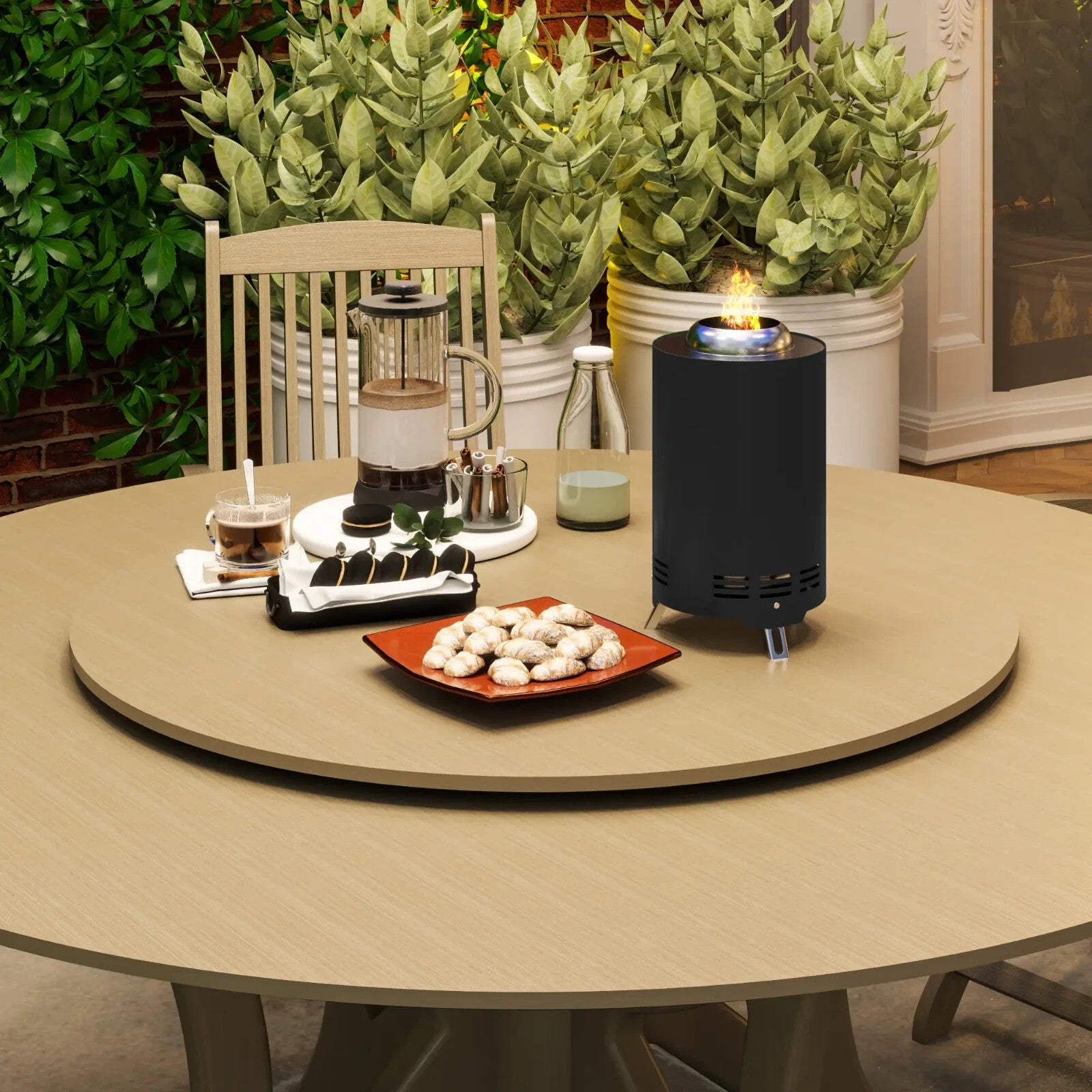 Fire Pit Portable Smokeless Powder Coated Stainless Steel With Poker Black - Home and Garden Furniture Shop - rustic - furniture