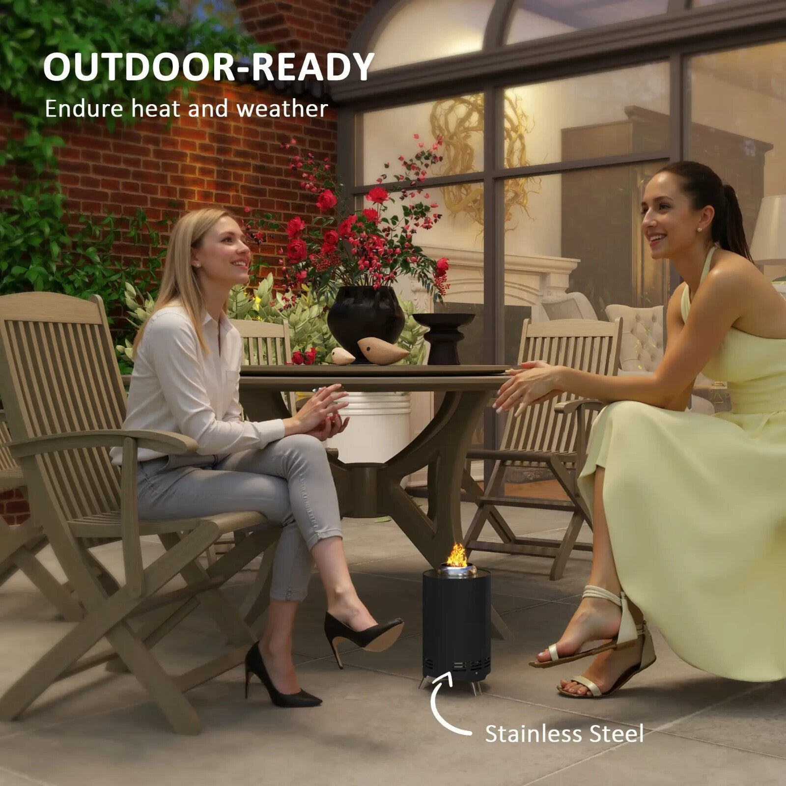 Fire Pit Portable Smokeless Powder Coated Stainless Steel With Poker Black - Home and Garden Furniture Shop - rustic - furniture