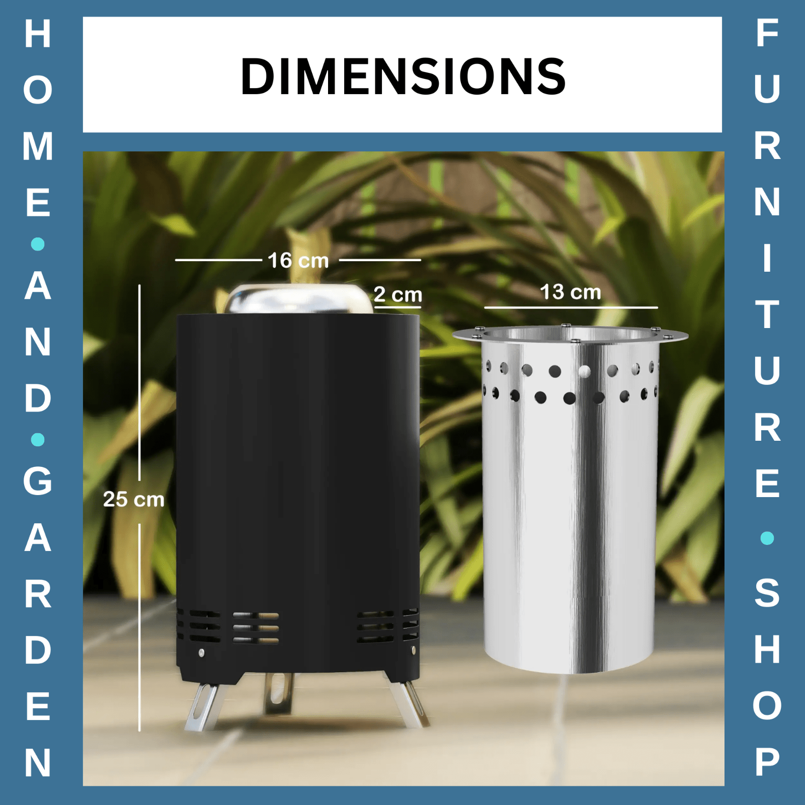 Fire Pit Portable Smokeless Powder Coated Stainless Steel With Poker Black - Home and Garden Furniture Shop - rustic - furniture