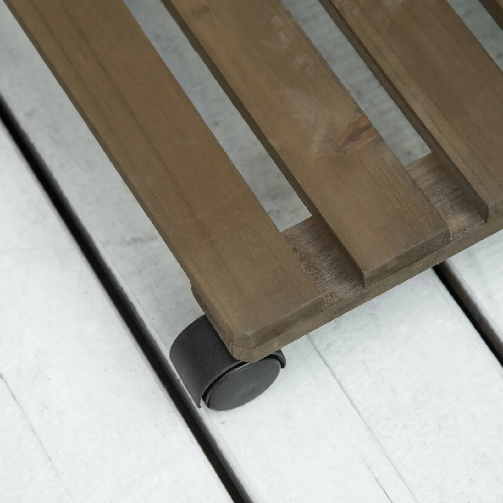 Flowerpot Holder Set of 2 Square Display Stand with Four Wheels Dark Brown - Home and Garden Furniture Shop - rustic - furniture