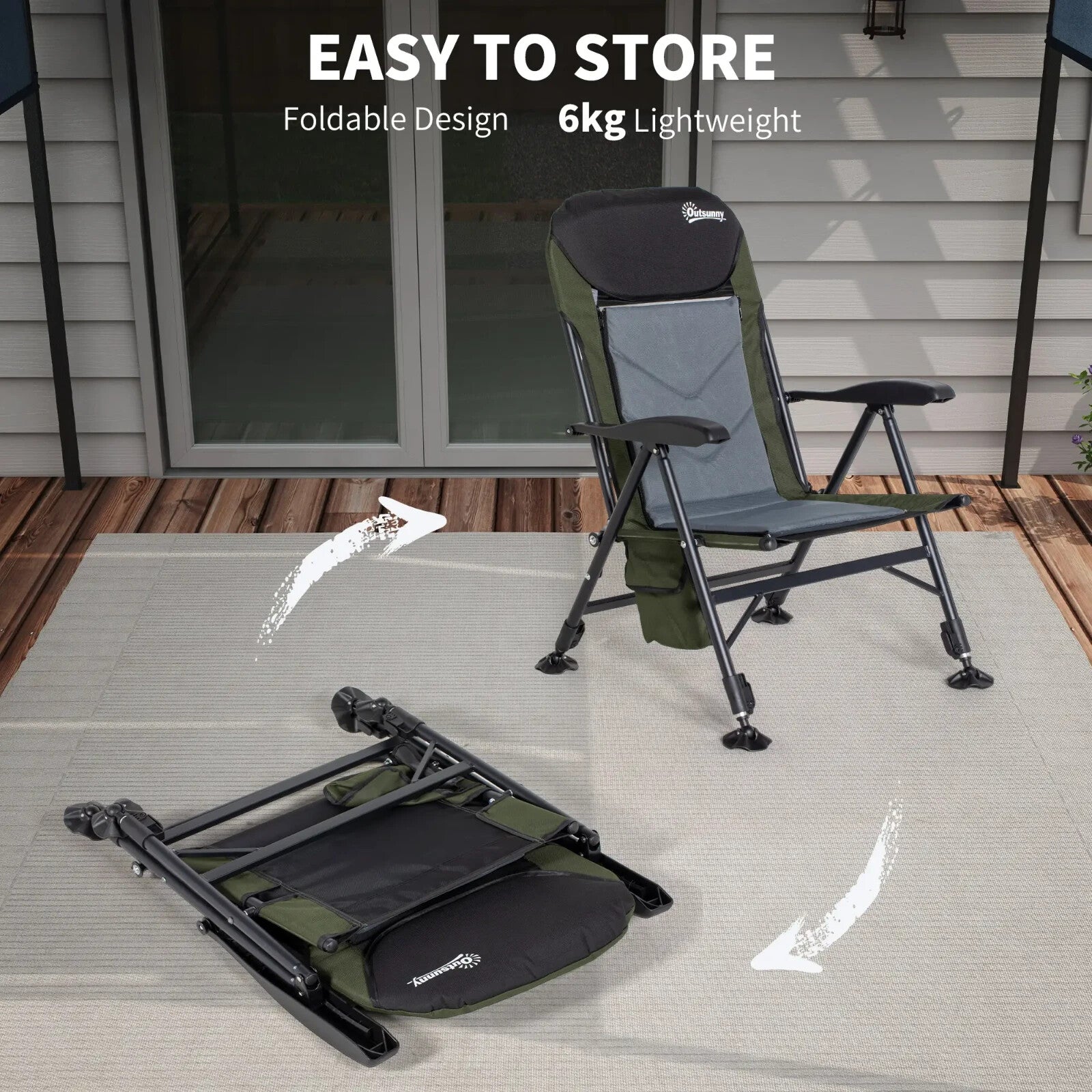 Foldable Fishing Chair with Adjustable Legs and Metal Frame for Outdoor Use - Home and Garden Furniture Shop - rustic - furniture