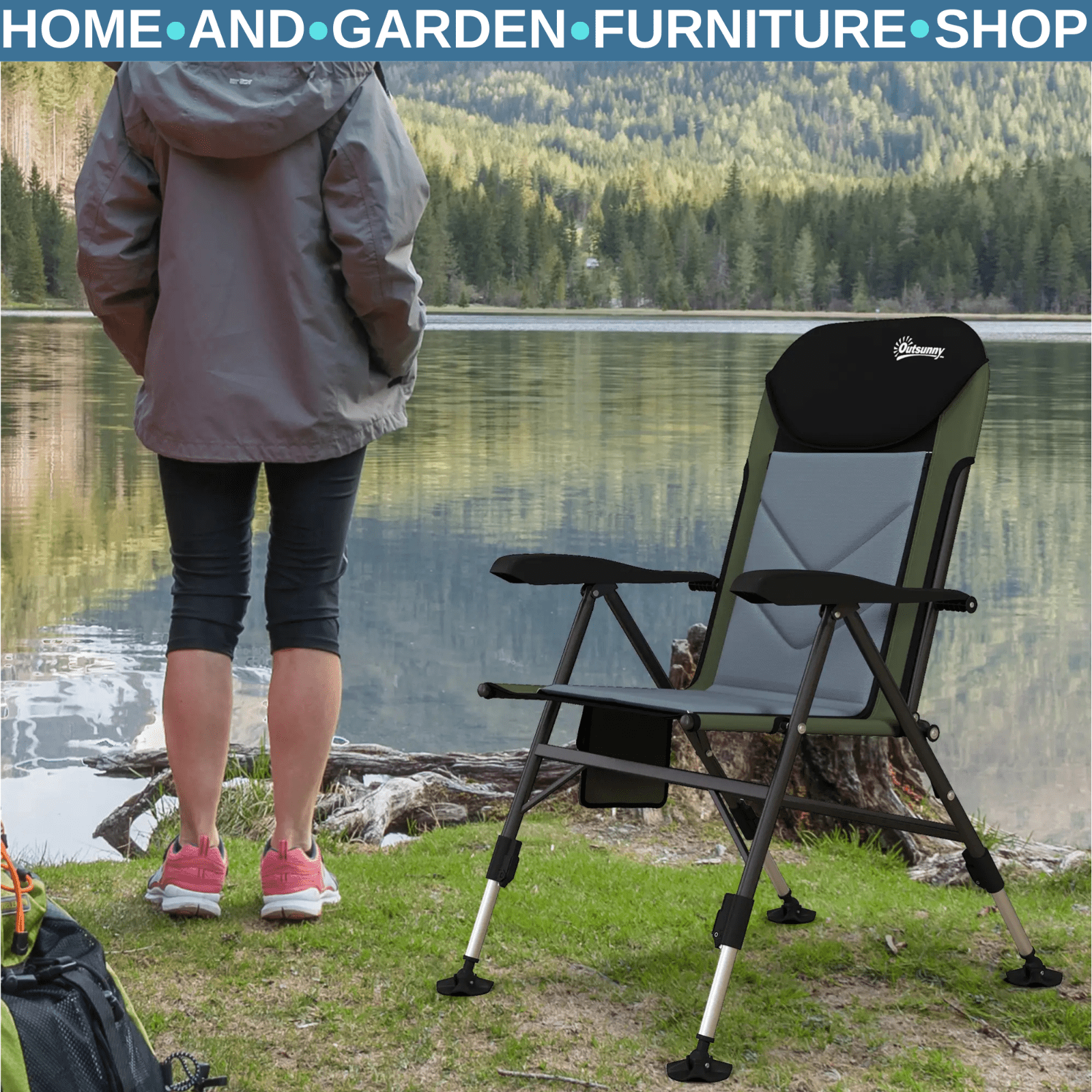 Foldable Fishing Chair with Adjustable Legs and Metal Frame for Outdoor Use - Home and Garden Furniture Shop - rustic - furniture