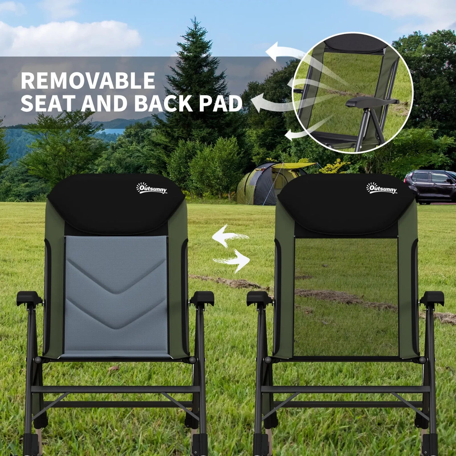 Foldable Fishing Chair with Adjustable Legs and Metal Frame for Outdoor Use - Home and Garden Furniture Shop - rustic - furniture