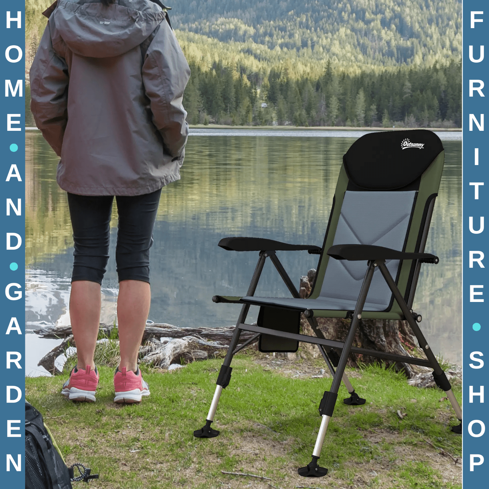 Foldable Fishing Chair with Adjustable Legs and Metal Frame for Outdoor Use - Home and Garden Furniture Shop - rustic - furniture