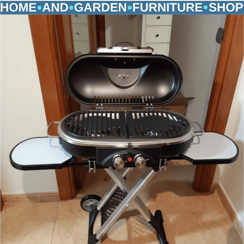 Foldable Gas Barbecue Grill 2 Burner Garden Trolley w/ Lid Side Shelves Ignition - Home and Garden Furniture Shop - rustic - furniture