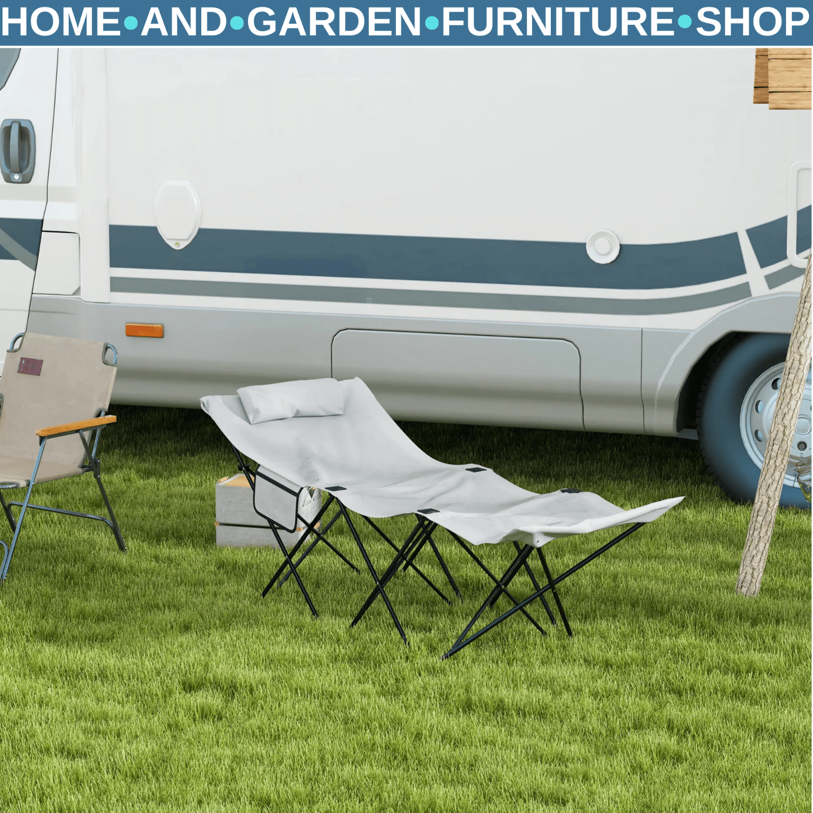 Foldable Outdoor Sun Lounger Chair with Headrest Side Pocket Oxford Seat - Home and Garden Furniture Shop - #rustic - furniture#