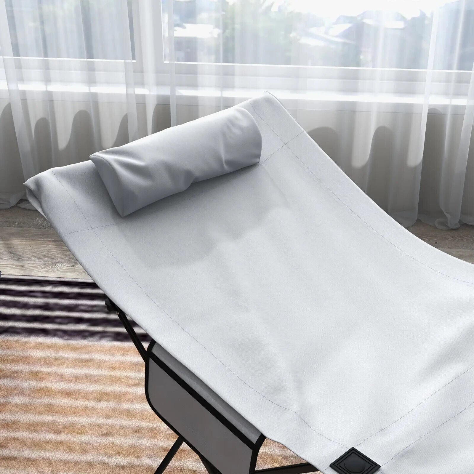 Foldable Outdoor Sun Lounger Chair with Headrest Side Pocket Oxford Seat - Home and Garden Furniture Shop - #rustic - furniture#