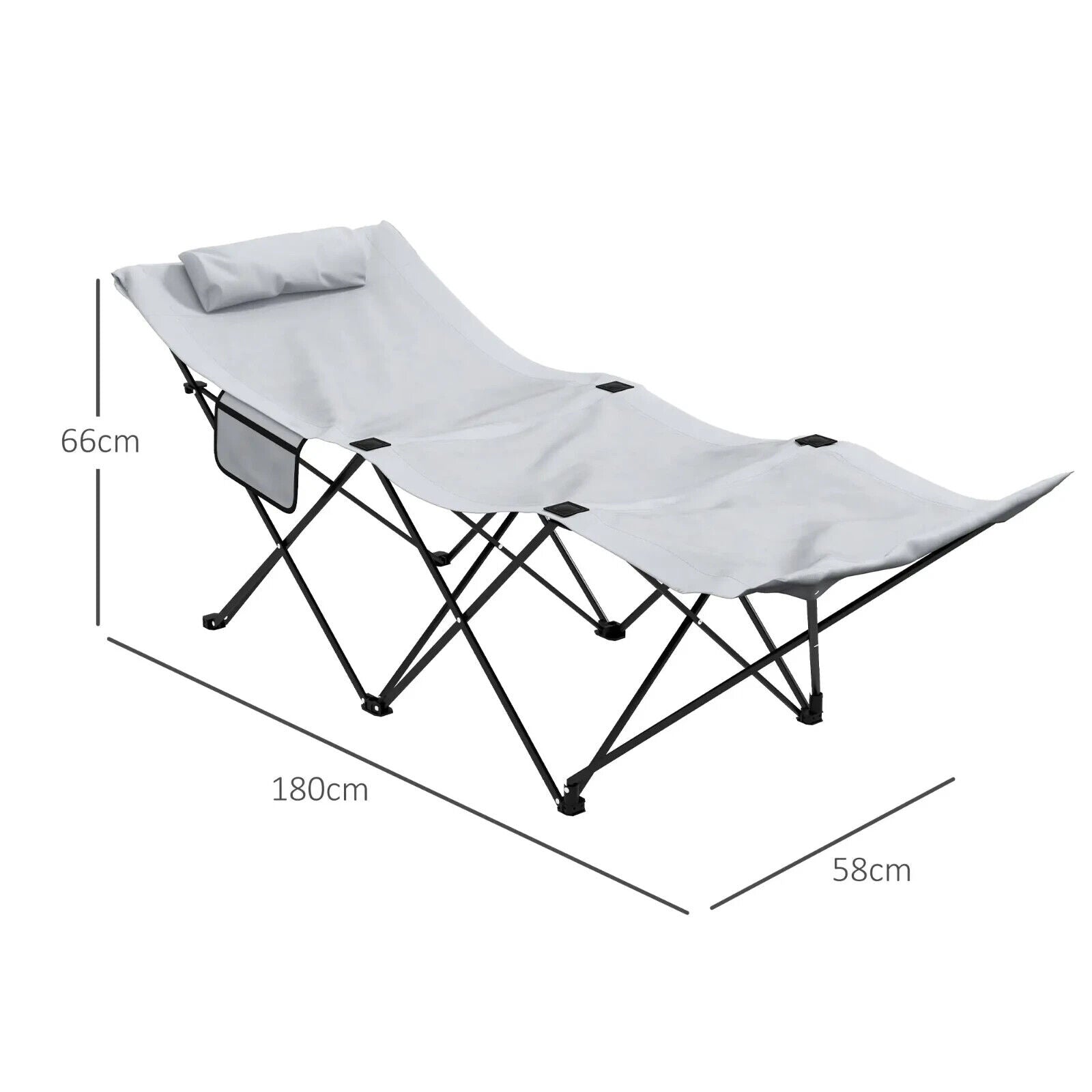 Foldable Outdoor Sun Lounger Chair with Headrest Side Pocket Oxford Seat - Home and Garden Furniture Shop - #rustic - furniture#