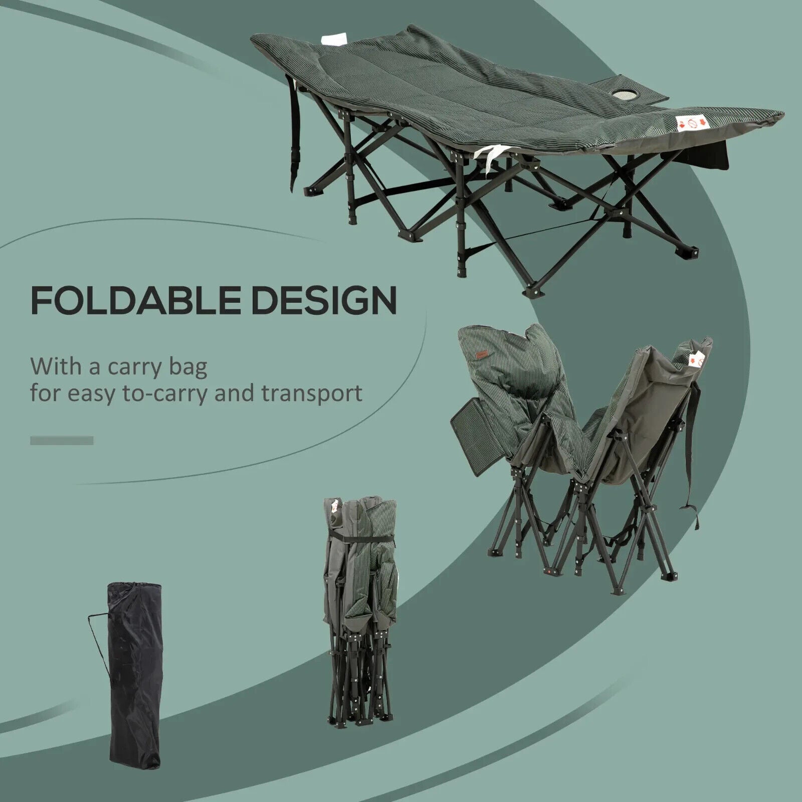 Foldable Padded Sun Lounger Recliner Chair with 170 Degree Backrest & Carry Bag - Home and Garden Furniture Shop - #rustic - furniture#