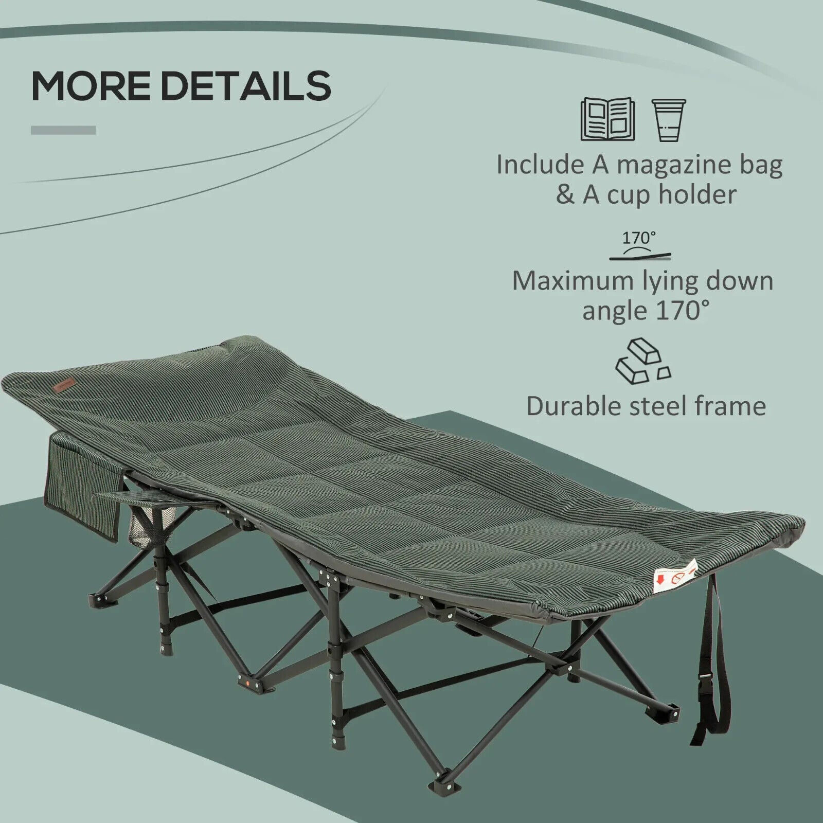Foldable Padded Sun Lounger Recliner Chair with 170 Degree Backrest & Carry Bag - Home and Garden Furniture Shop - #rustic - furniture#