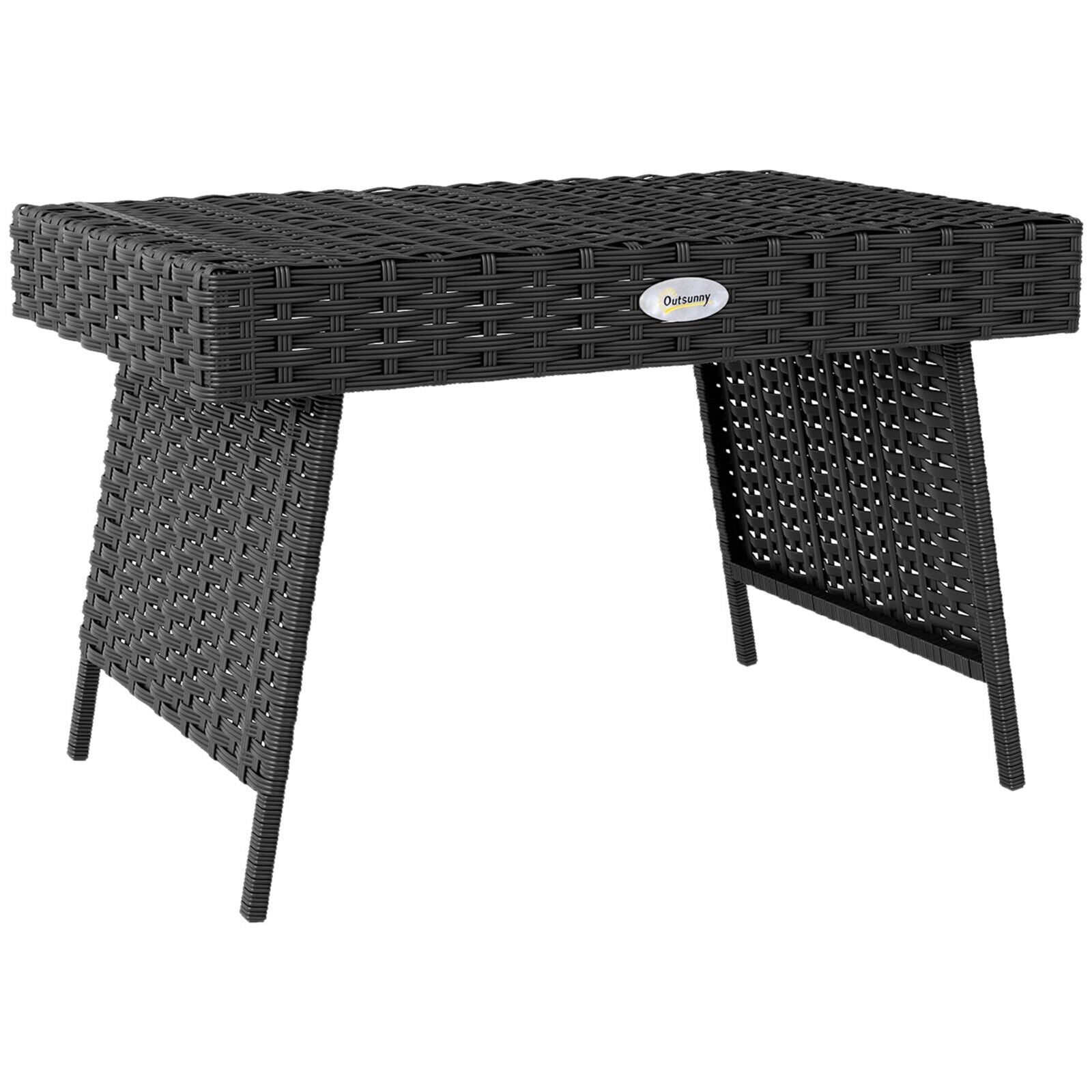 Foldable Rattan Coffee Table Steel Frame Outdoor Side Table for Garden Black - Home and Garden Furniture Shop - #rustic - furniture#