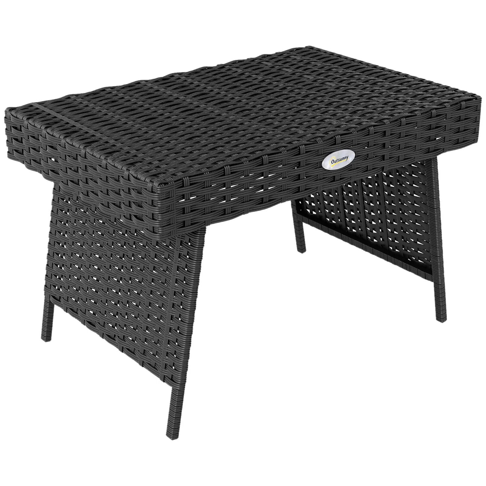 Foldable Rattan Coffee Table Steel Frame Outdoor Side Table for Garden Black - Home and Garden Furniture Shop - #rustic - furniture#