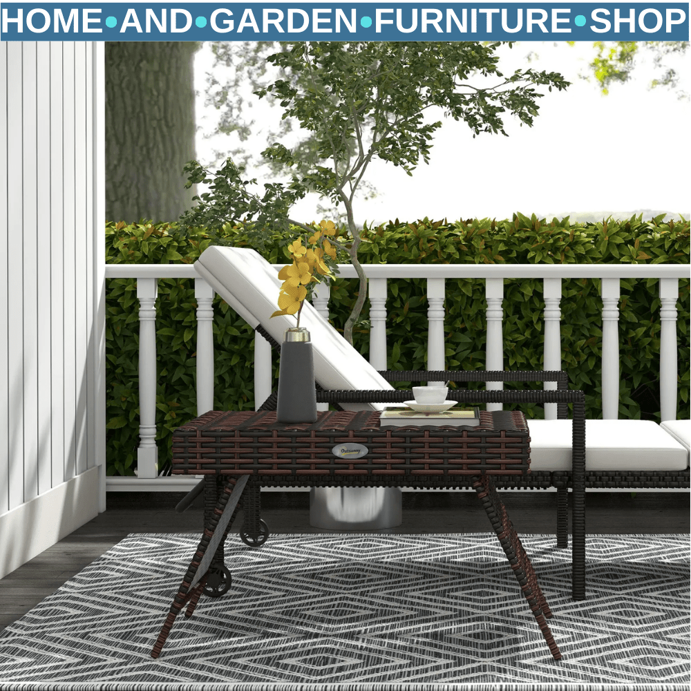 Foldable Rattan Outdoor Garden Coffee Table 60x41x41 cm with Steel Frame Brown - Home and Garden Furniture Shop - rustic - furniture