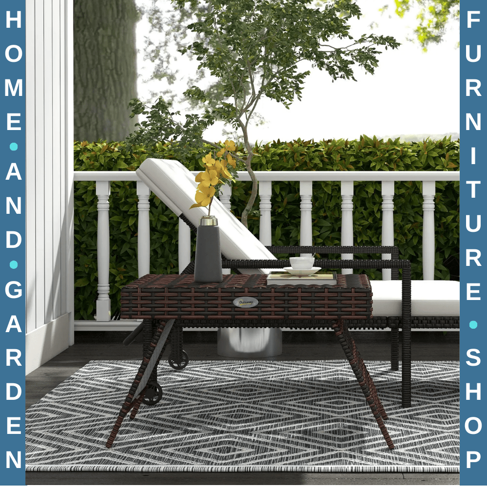 Foldable Rattan Outdoor Garden Coffee Table 60x41x41 cm with Steel Frame Brown - Home and Garden Furniture Shop - rustic - furniture